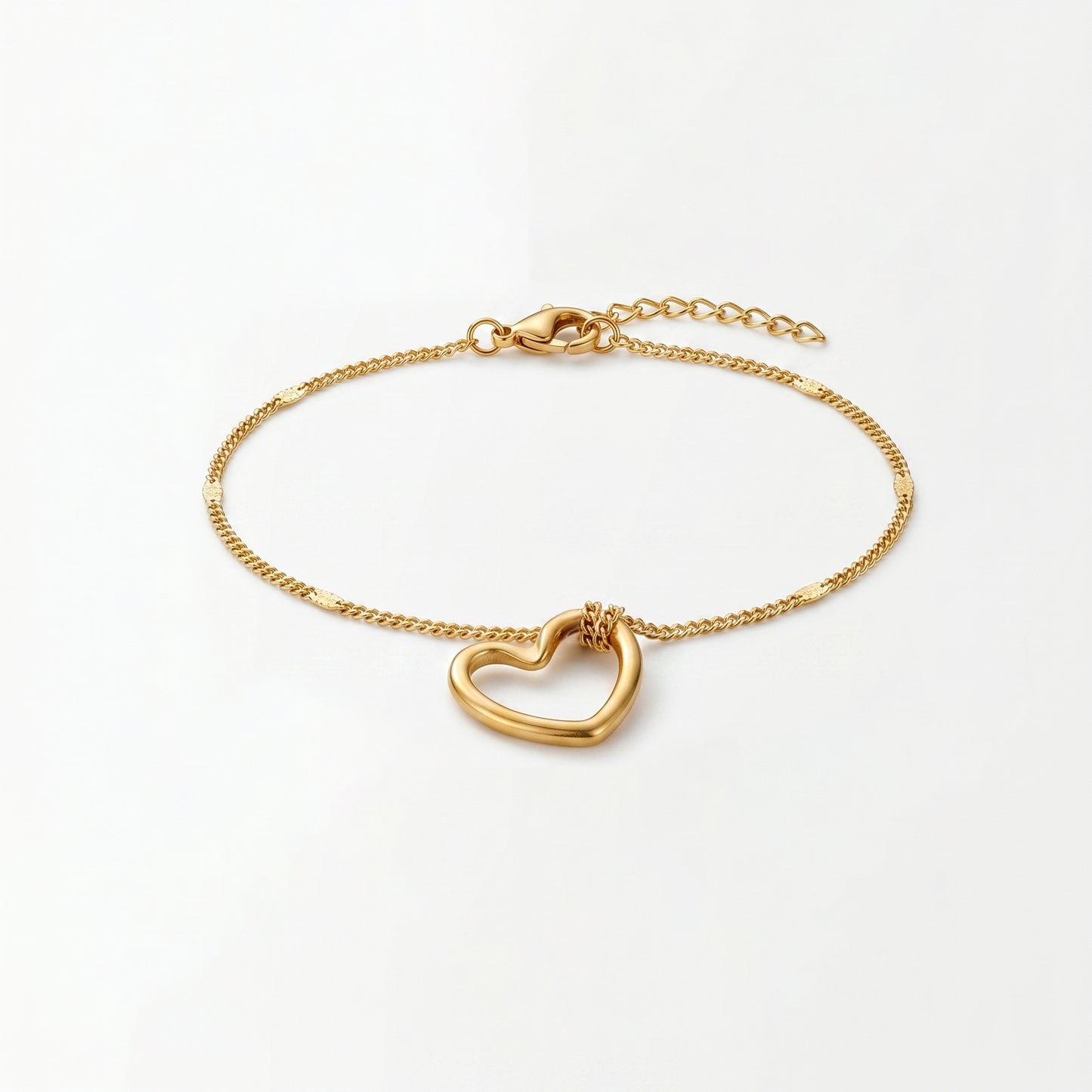 Adjustable Dainty Chain Open Heart Bracelet - Tarnish-Resistant Hypoallergenic for Women