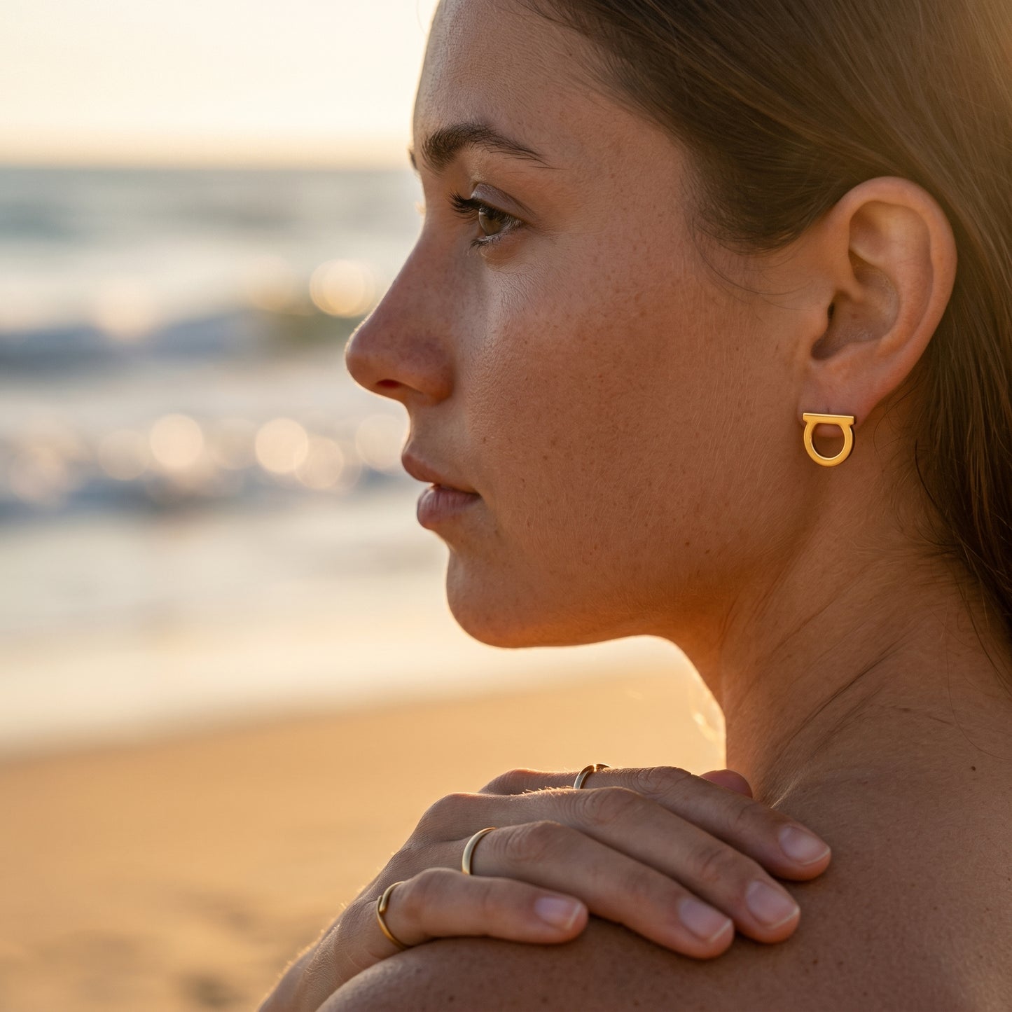 Geometric Horseshoe Stud Earrings - 18K Gold Plated Waterproof Stainless Steel