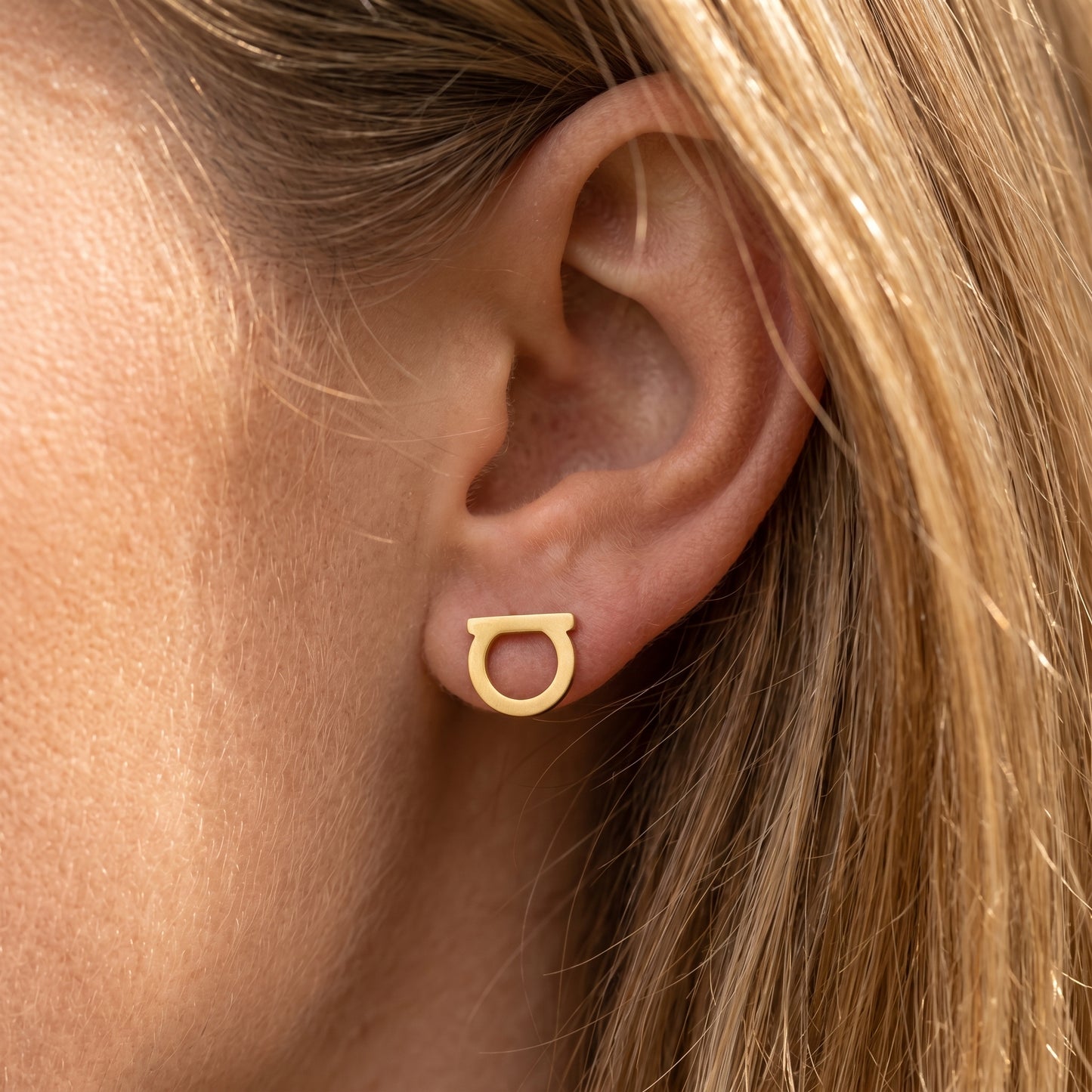 Geometric Horseshoe Stud Earrings - 18K Gold Plated Waterproof Stainless Steel