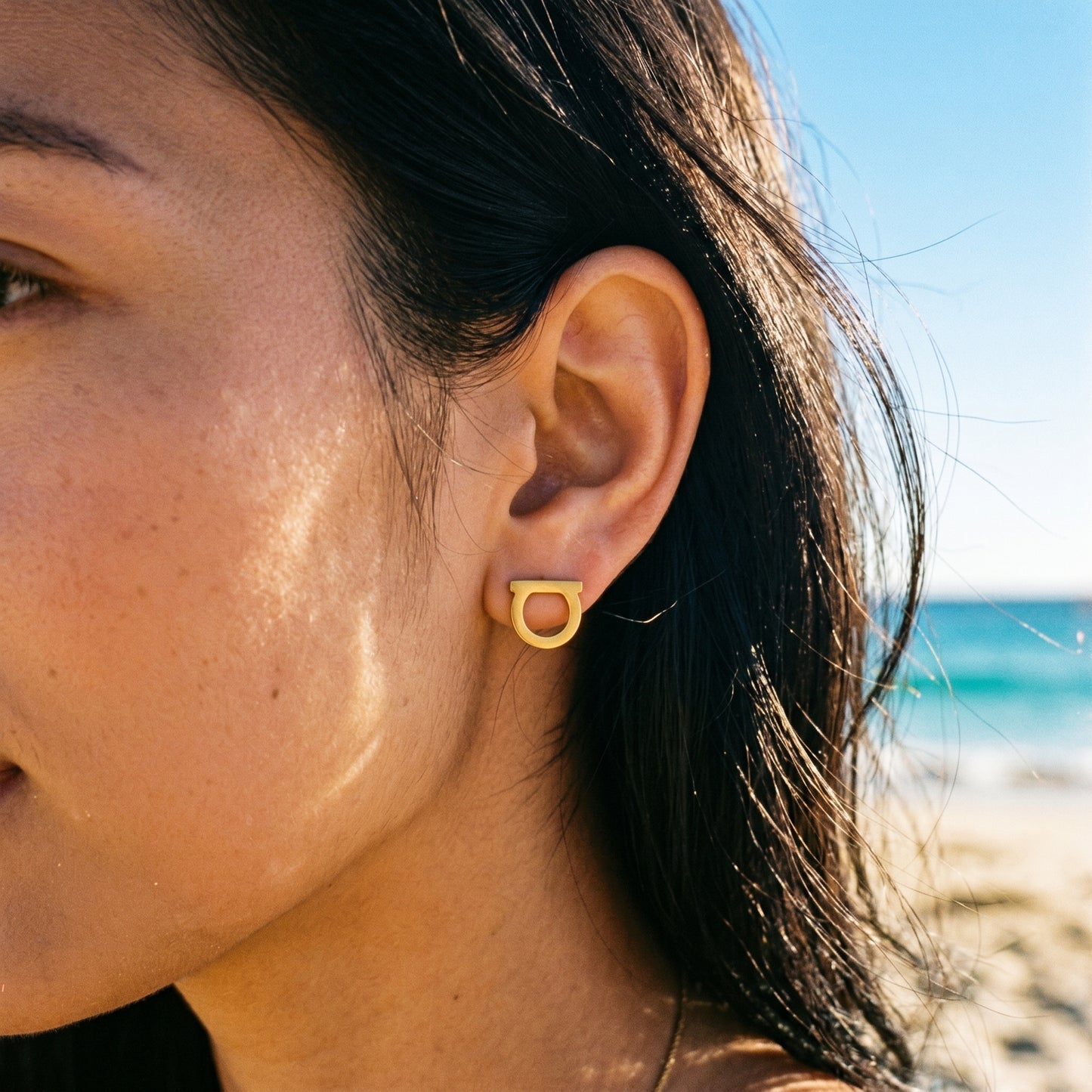 Geometric Horseshoe Stud Earrings - 18K Gold Plated Waterproof Stainless Steel
