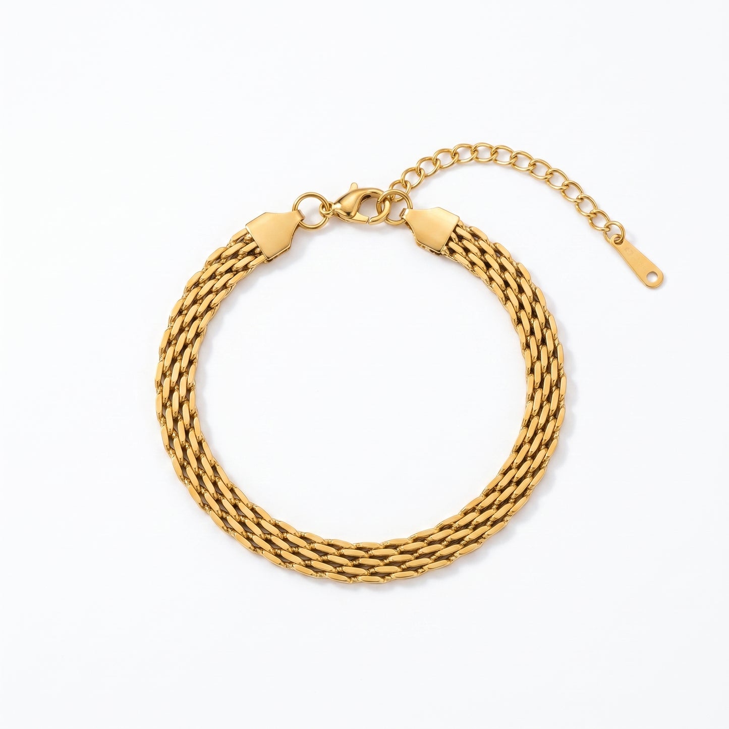 Woven Mesh Chain Bracelet - 18K Gold Plated Waterproof Stainless Steel