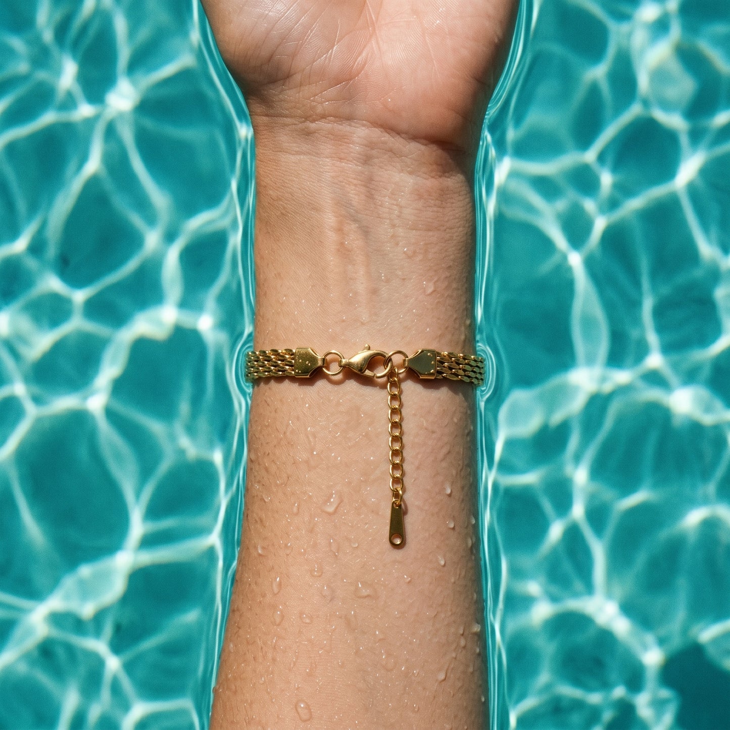 Woven Mesh Chain Bracelet - 18K Gold Plated Waterproof Stainless Steel