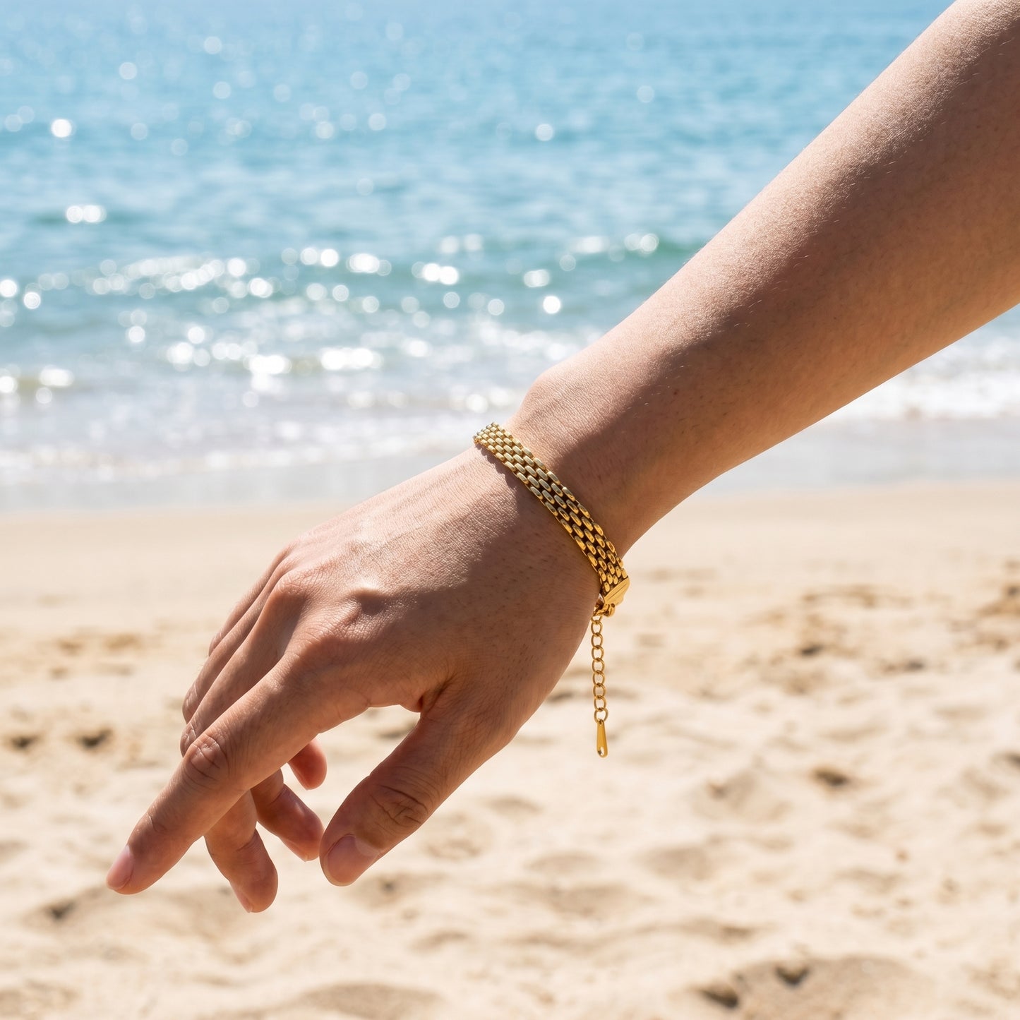 Woven Mesh Chain Bracelet - 18K Gold Plated Waterproof Stainless Steel
