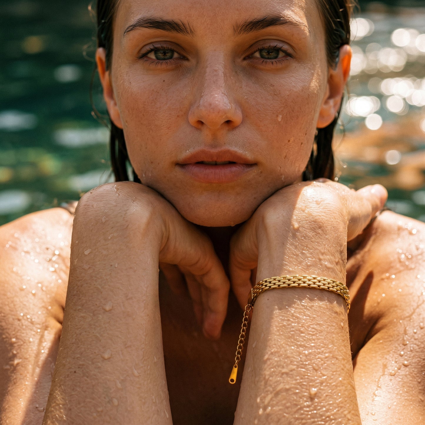 Woven Mesh Chain Bracelet - 18K Gold Plated Waterproof Stainless Steel