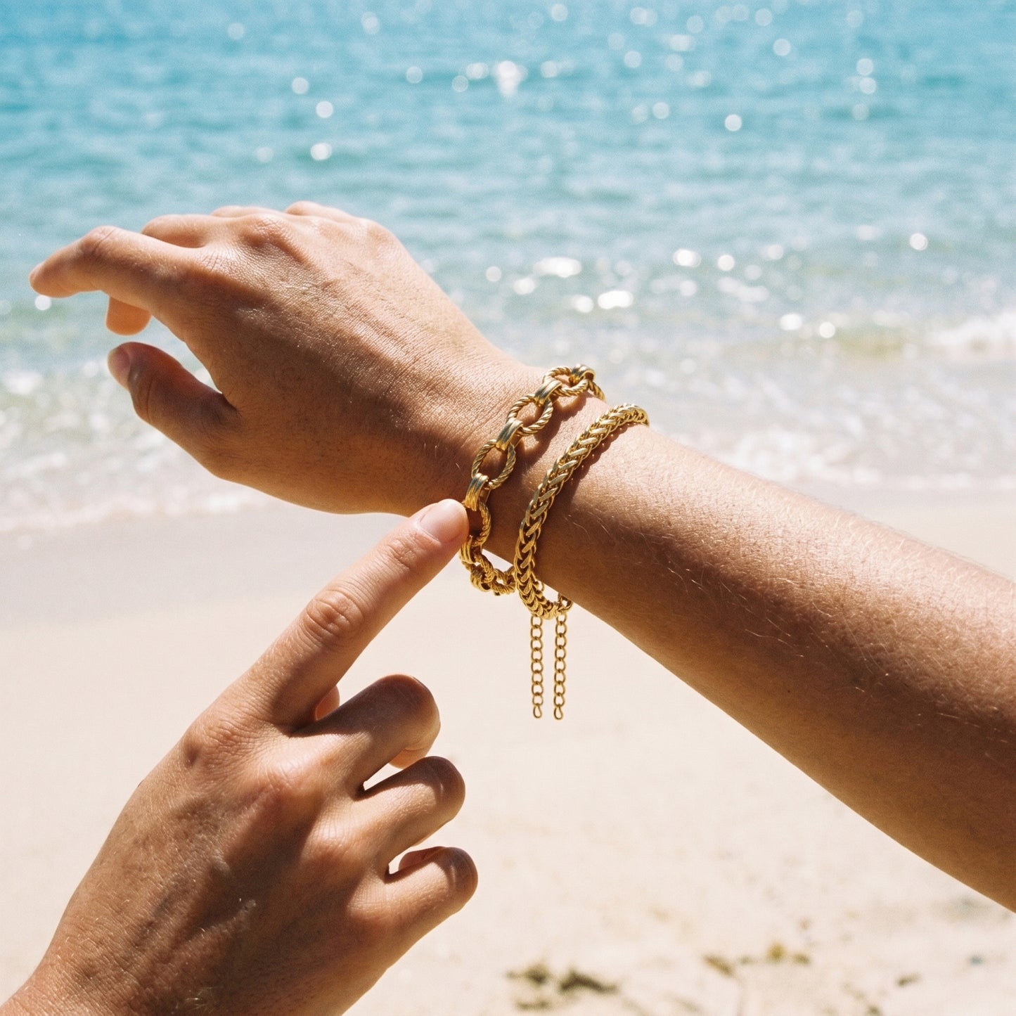 Stackable Textured Rope Chain & Braided Bracelet Duo - Tarnish-Resistant Hypoallergenic Jewelry
