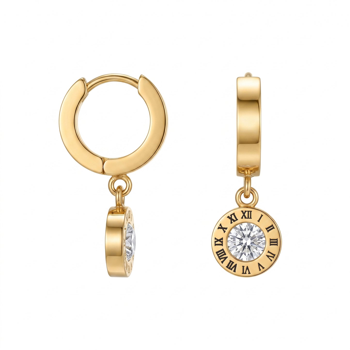 Sophisticated Roman Numerals CZ Drop Hoops | Perfect Timeless Gift for Her Birthday & Anniversary
