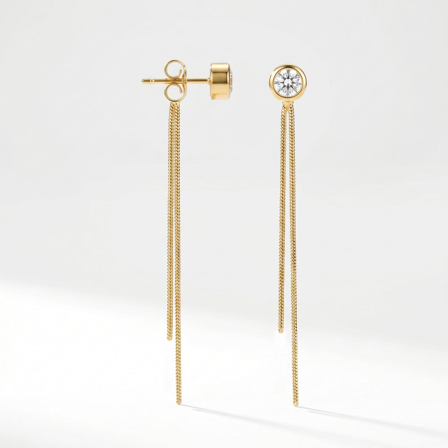 Minimalist Zircon Drop Earrings - Tarnish Resistant 18K Gold Plated Snake Chain Earrings