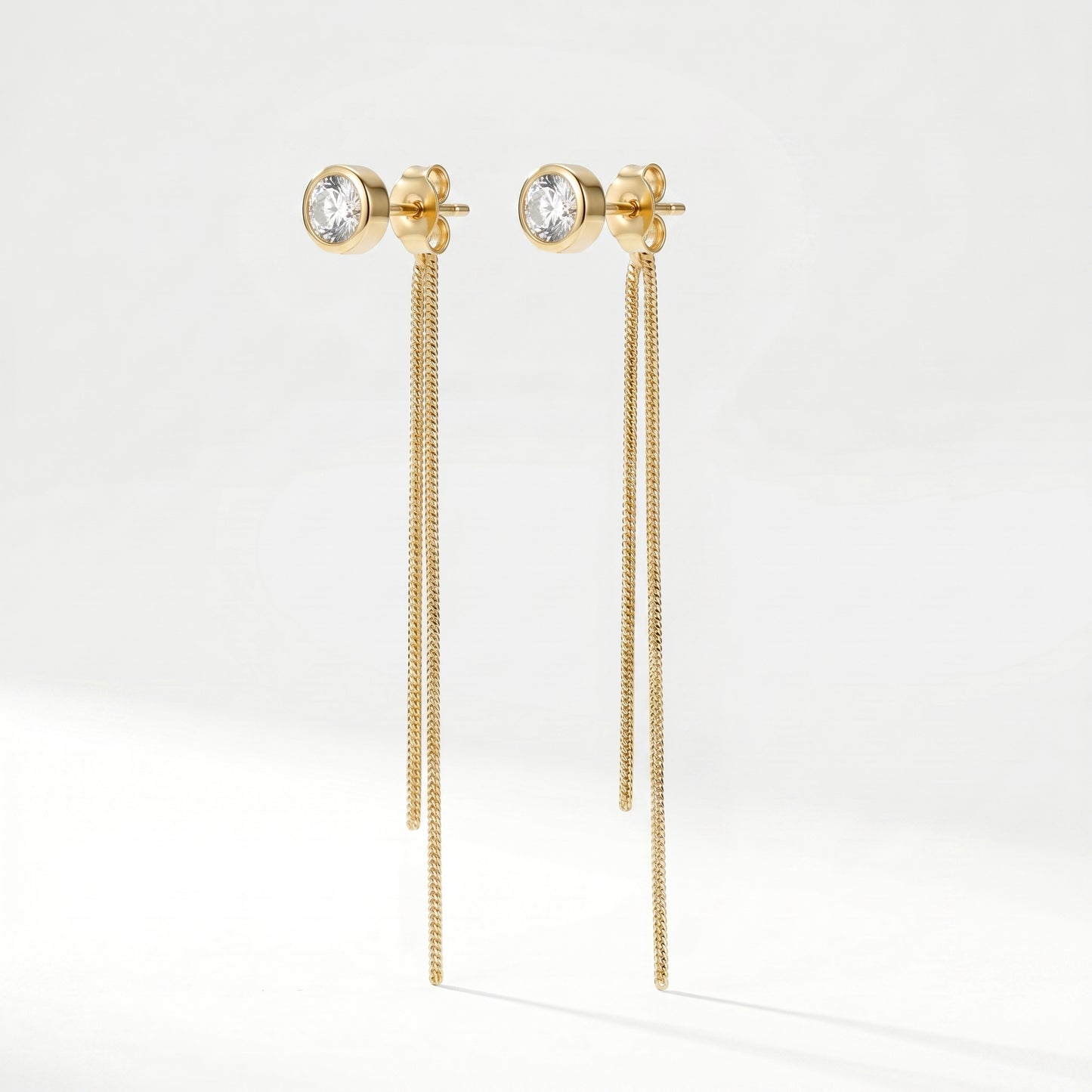 Minimalist Zircon Drop Earrings - Tarnish Resistant 18K Gold Plated Snake Chain Earrings