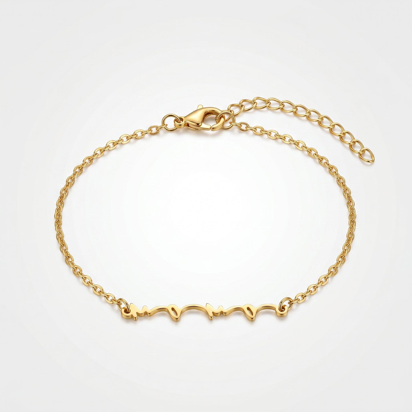 Waterproof Pulse Wave Chain Bracelet - 18K Gold Plated Stainless Steel Adjustable Link