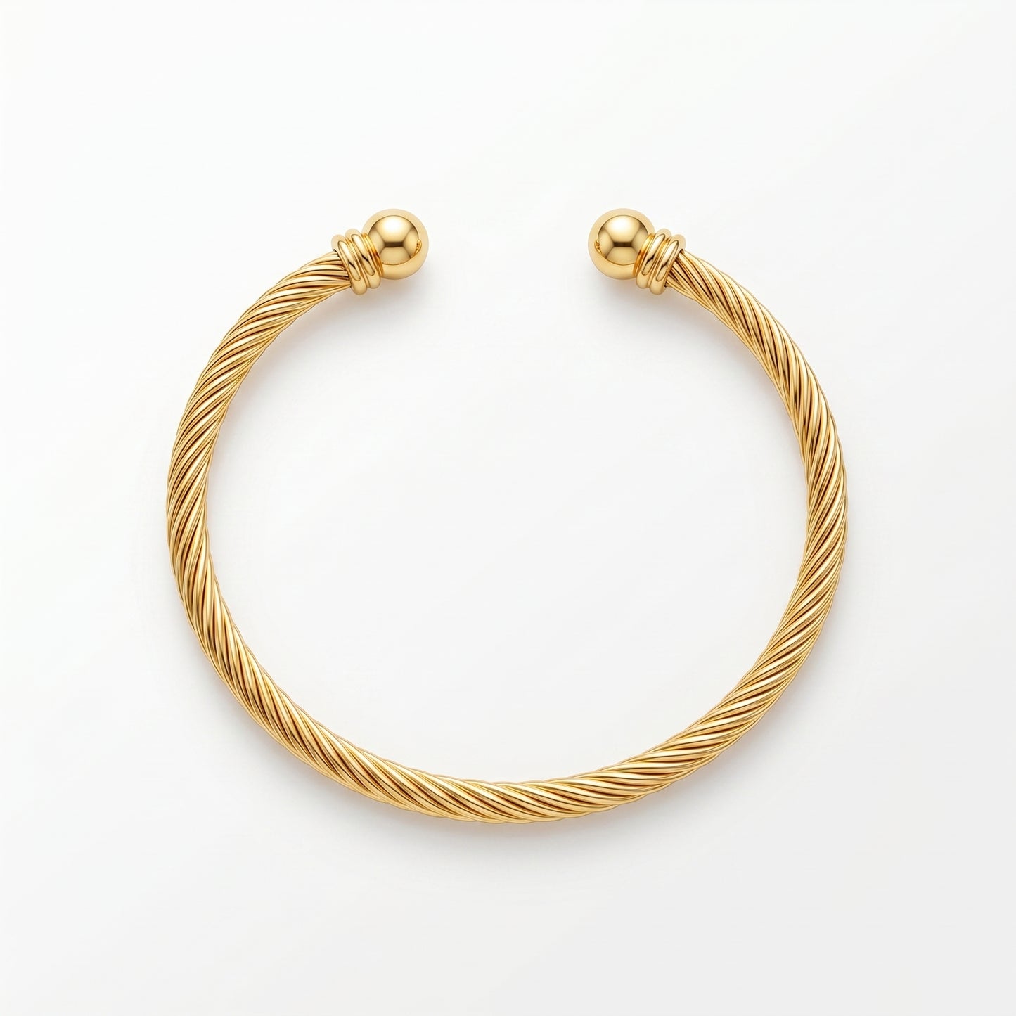 Waterproof Twisted Gold Open Cuff Bracelet - 18K Gold Plated Stainless Steel Bangle for Women