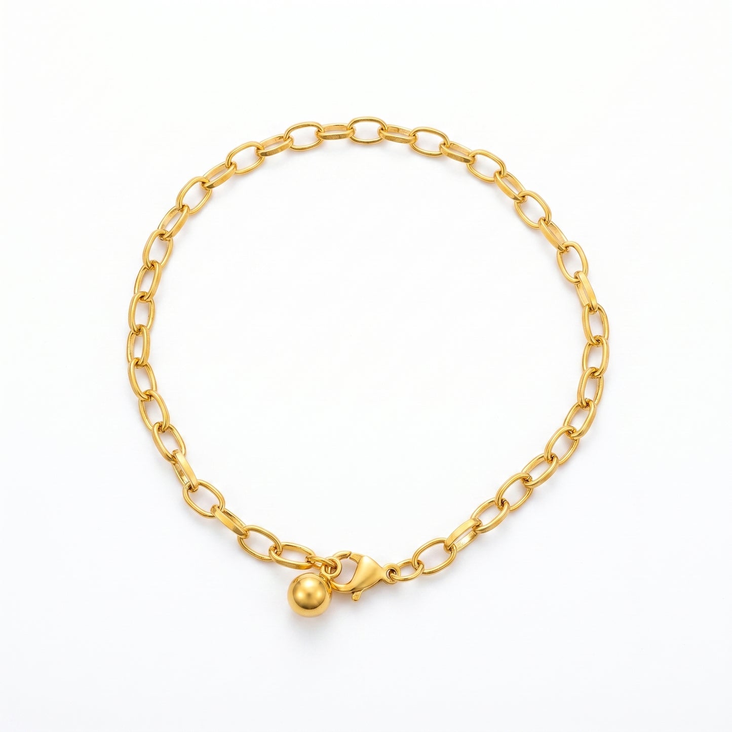 Tarnish-Free Gold Chain Bracelet - Waterproof Paperclip Link Bracelet for Active Wear