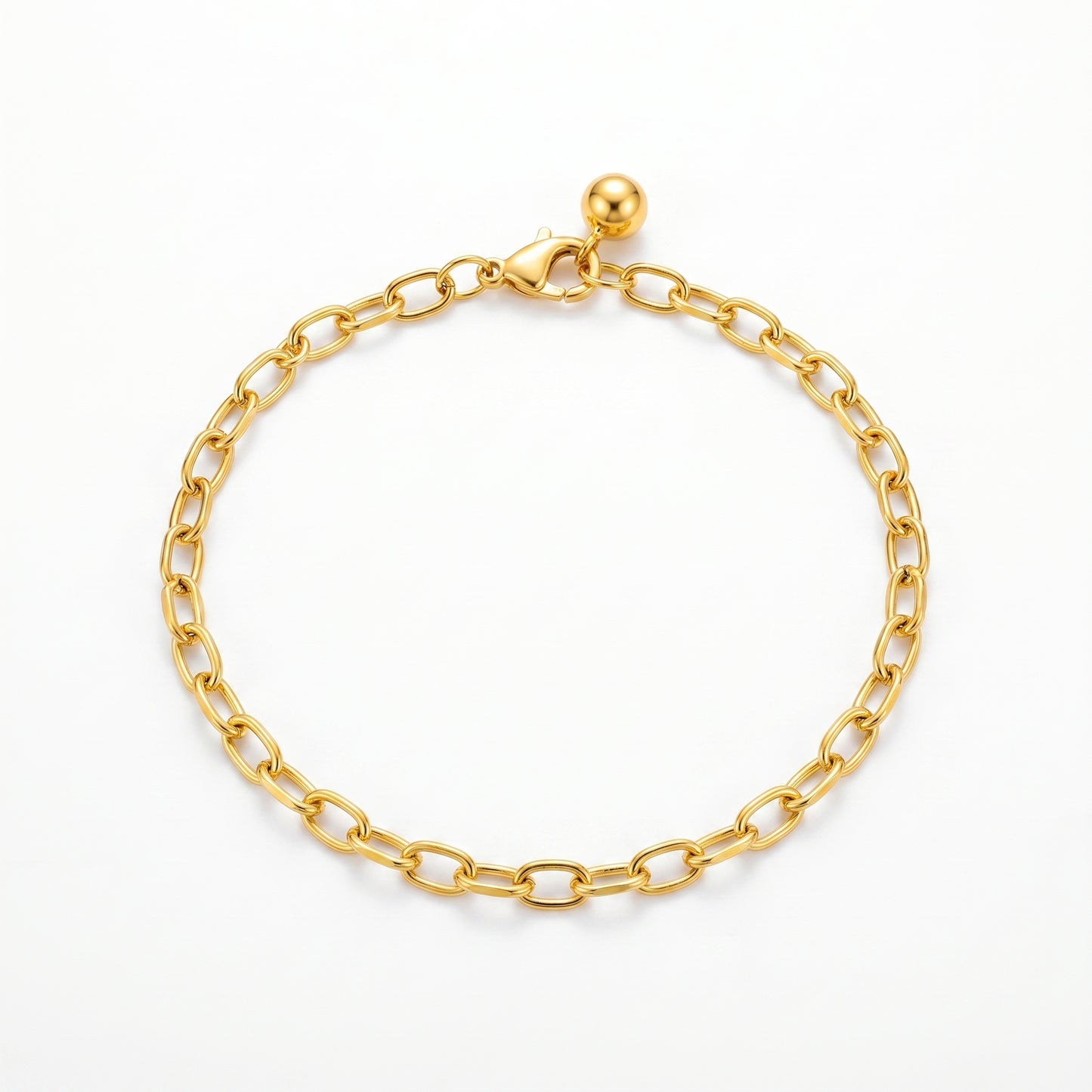 Tarnish-Free Gold Chain Bracelet - Waterproof Paperclip Link Bracelet for Active Wear