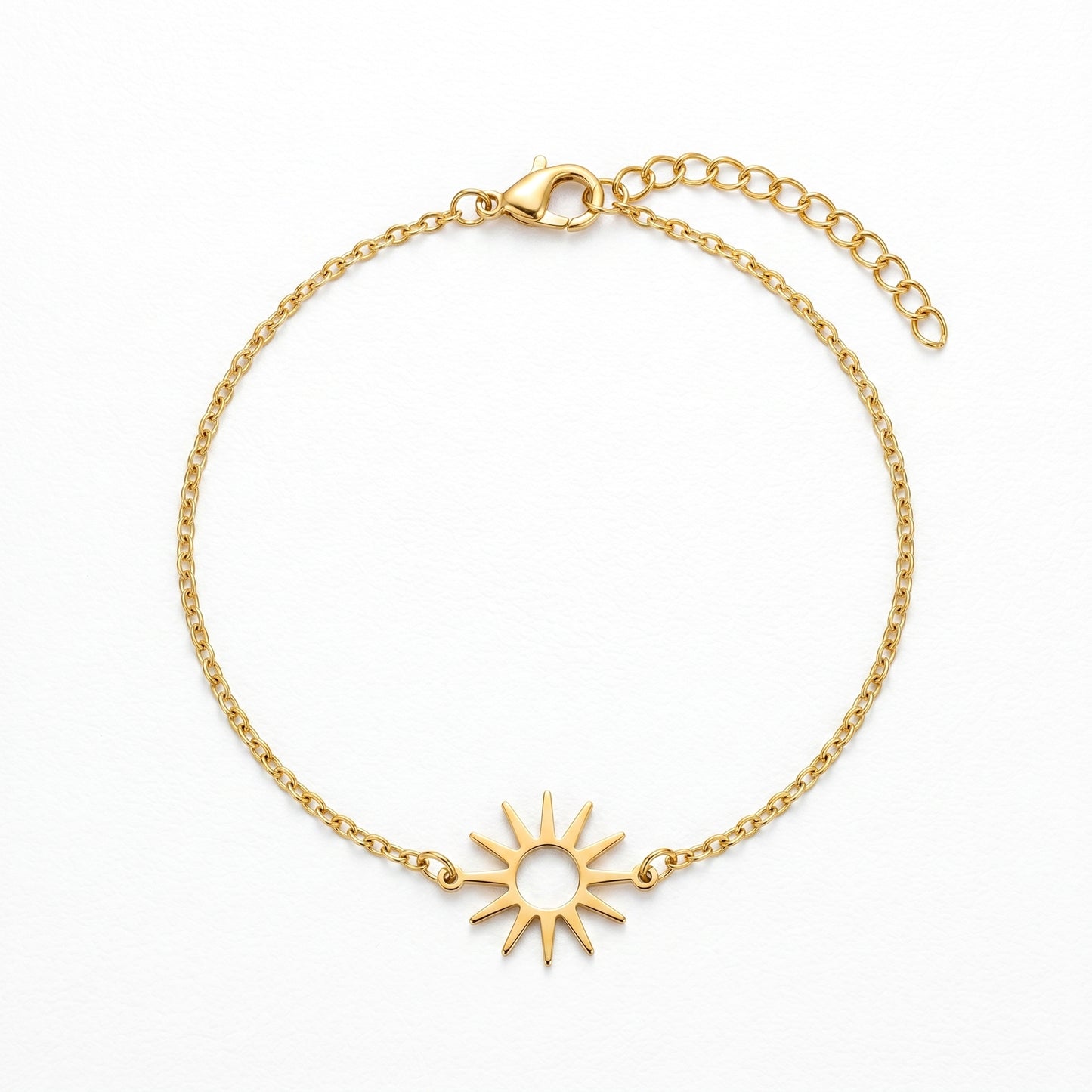 The Sun Charm Chain Bracelet - Waterproof 18K Gold Plated Stainless Steel Jewelry