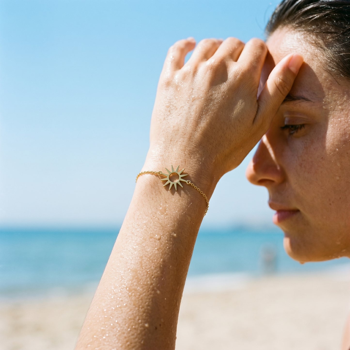 The Sun Charm Chain Bracelet - Waterproof 18K Gold Plated Stainless Steel Jewelry