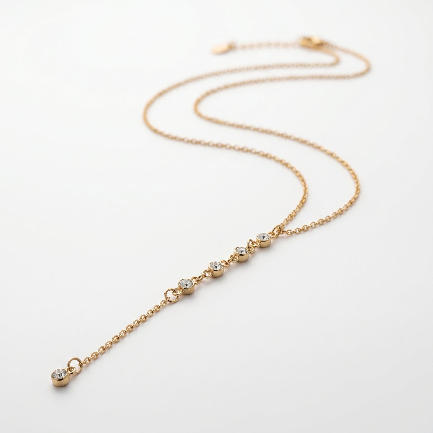 Hypoallergenic Diamond Y-Shaped Necklace - Tarnish Resistant 18K Gold Plated Vertical Pendant