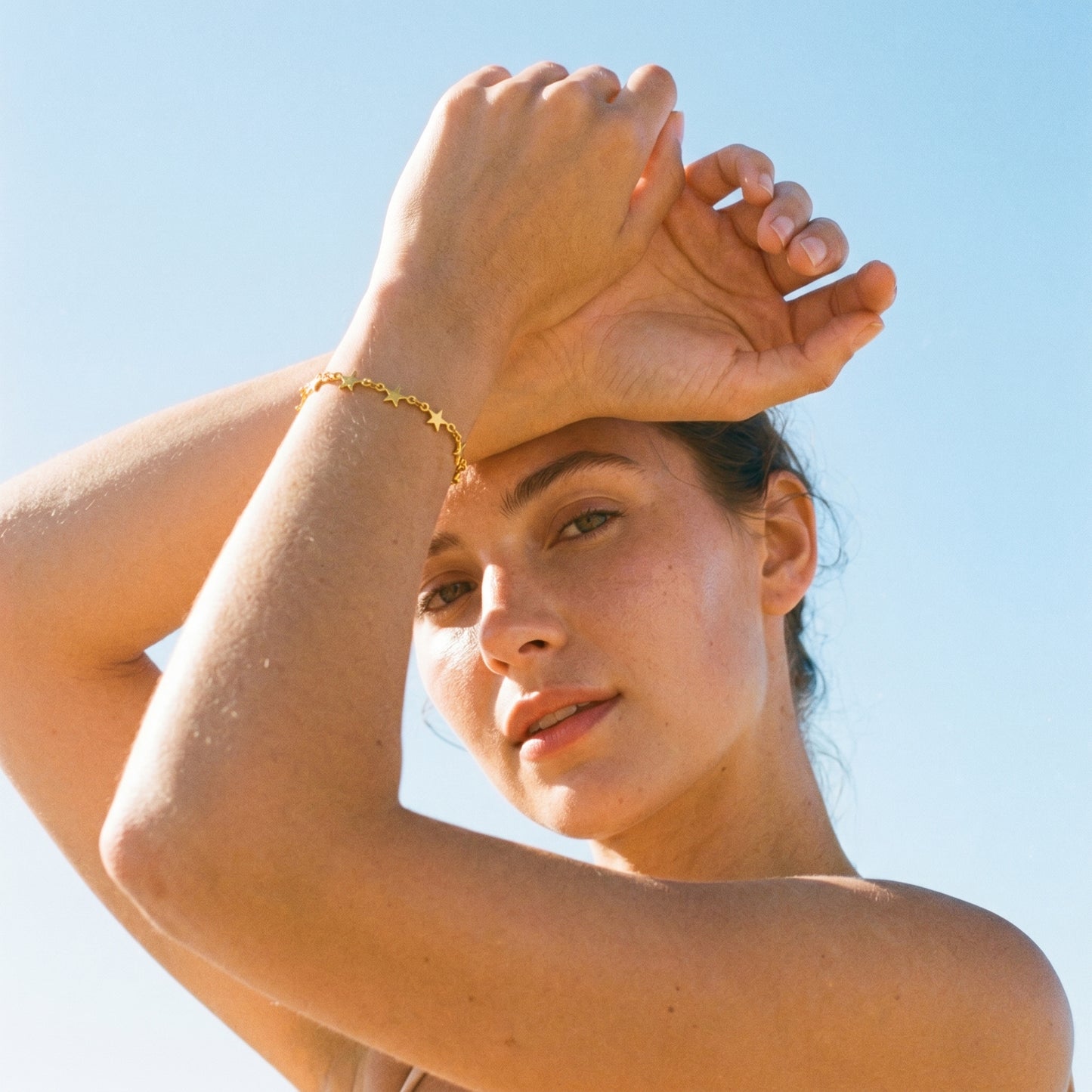 Waterproof Star Station Chain Bracelet - 18K Gold Plated Stainless Steel Adjustable Jewelry