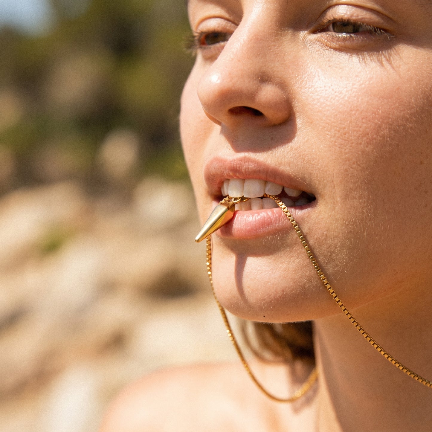 Waterproof Spike Pendant Layered Necklace - 18K Gold Plated Stainless Steel Cuban & Box Chain