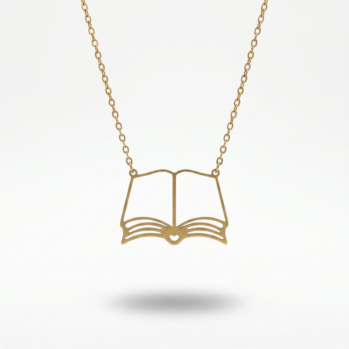 Refined Literary Heart Book Pendant - Tarnish Resistant 18K Gold Plated Timeless Jewelry