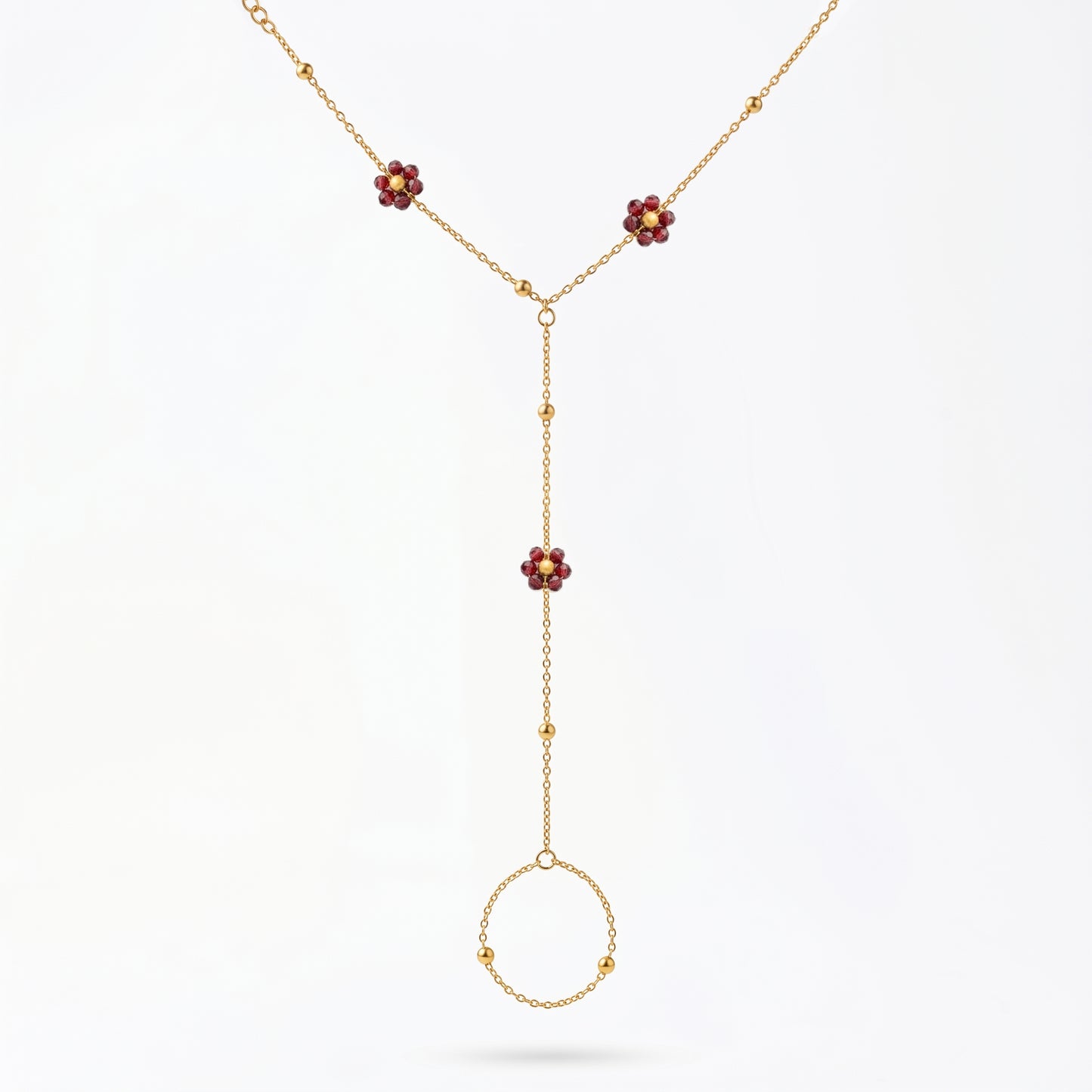 Hypoallergenic Red Flower Hand Chain - Water & Tarnish Resistant