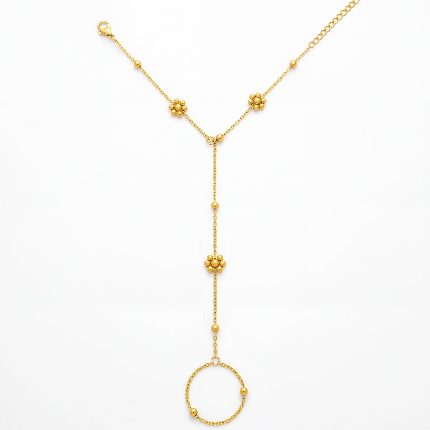 Durable Stainless Steel Gold Flower Hand Chain - Long-Lasting Shine