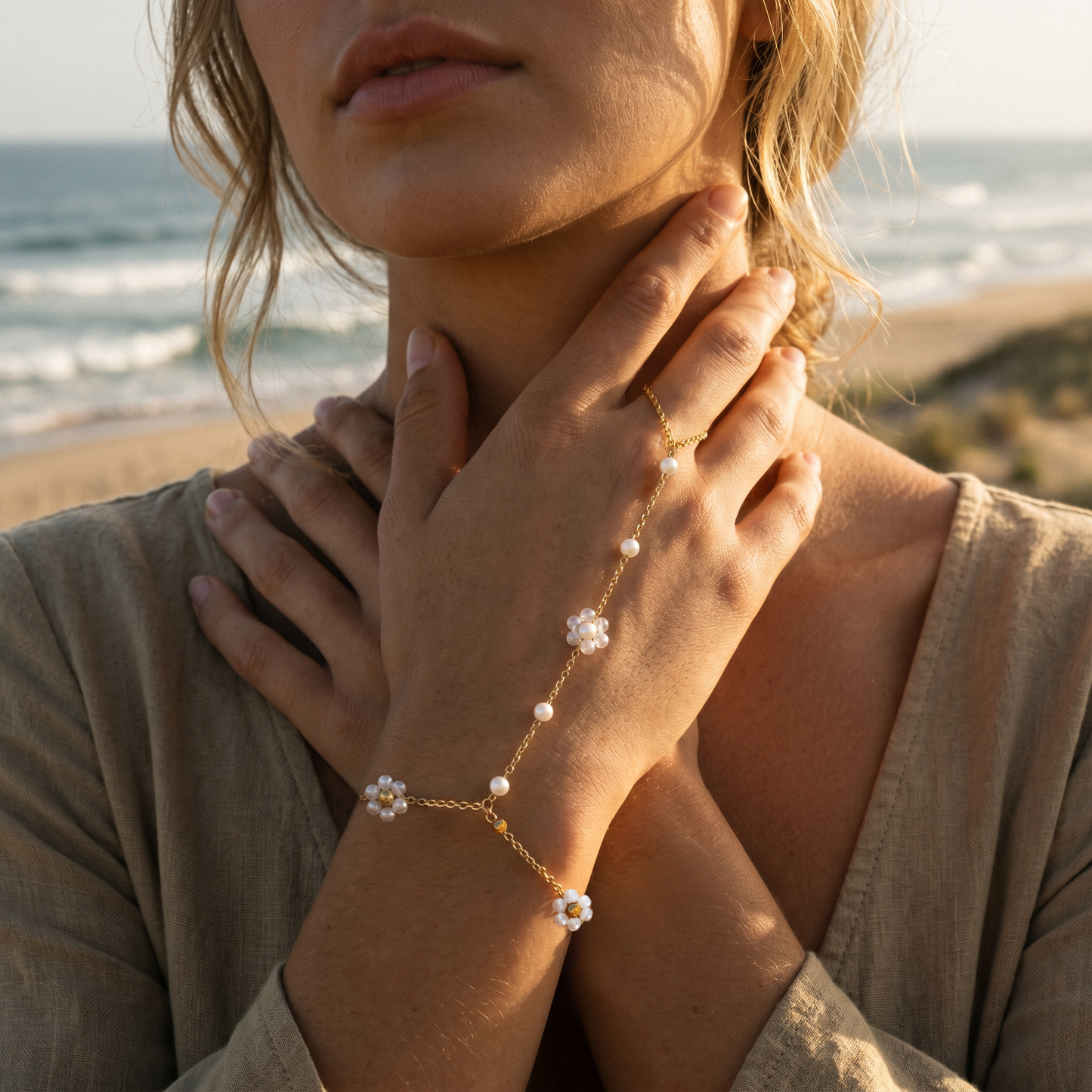 Hypoallergenic Flower Hand Chain - Water & Tarnish Resistant