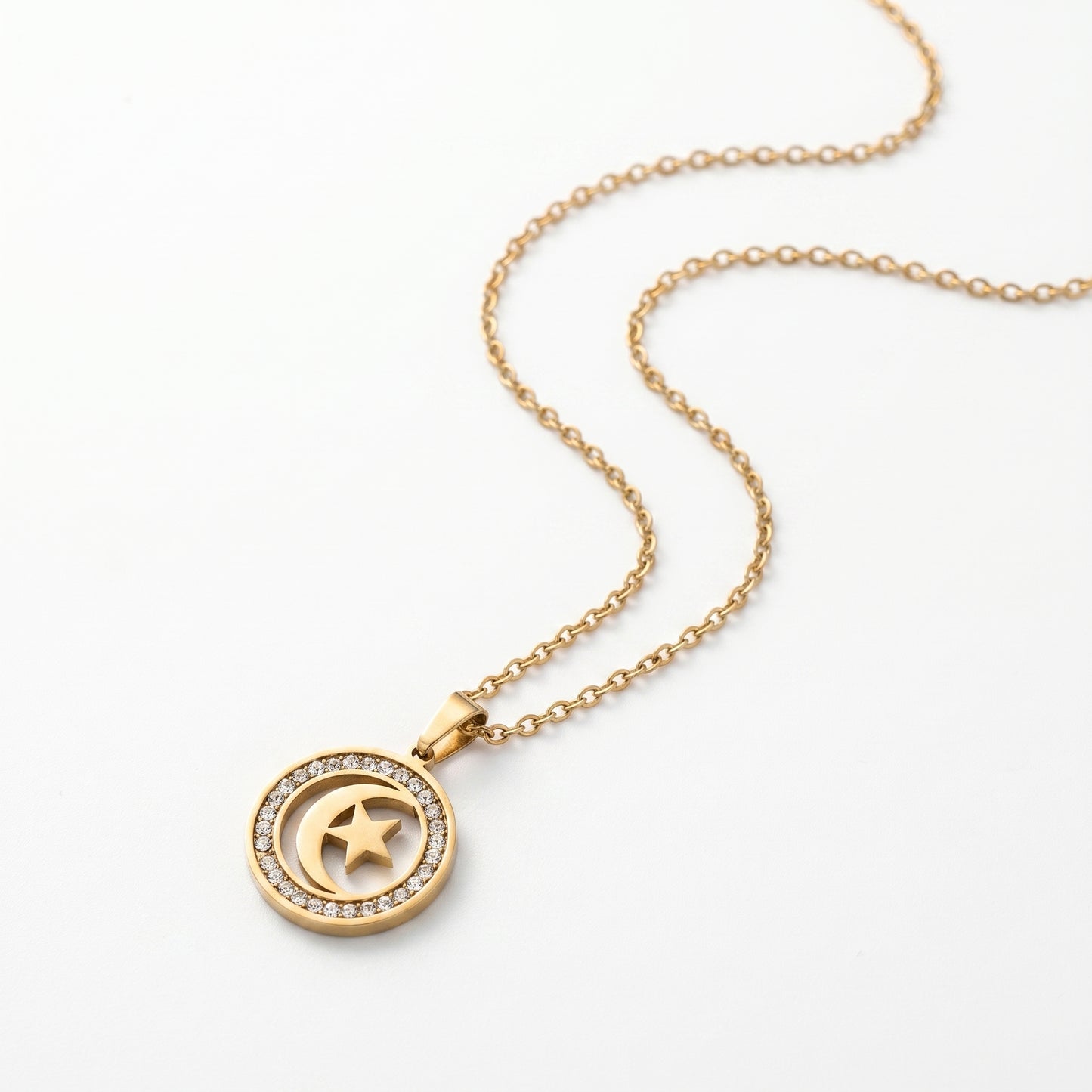 CZ Moon Star Pendant Necklace - Perfect Gift for Stargazers