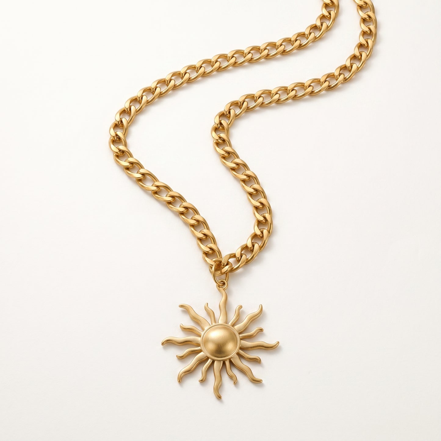 Adjustable Sun Cuban Chain Necklace - Sturdy Daily Wear Jewelry