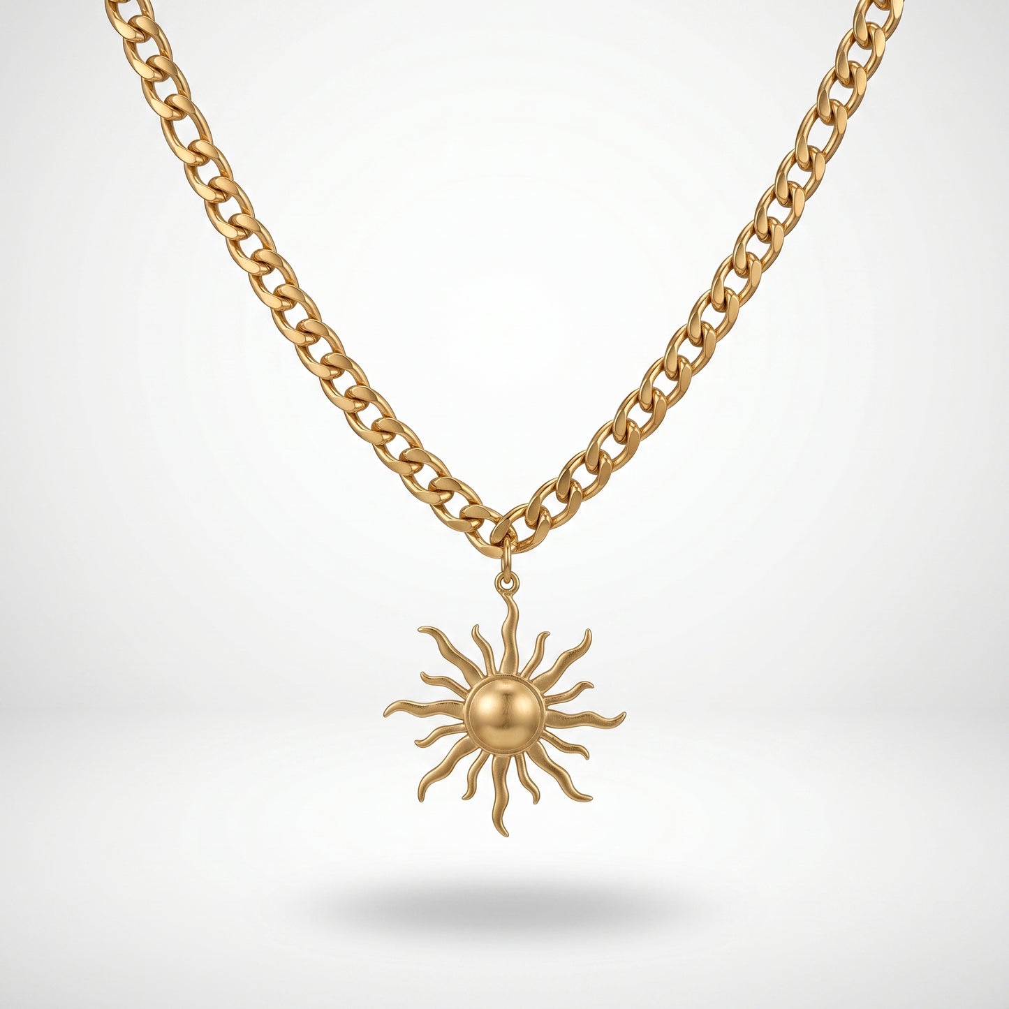 Adjustable Sun Cuban Chain Necklace - Sturdy Daily Wear Jewelry