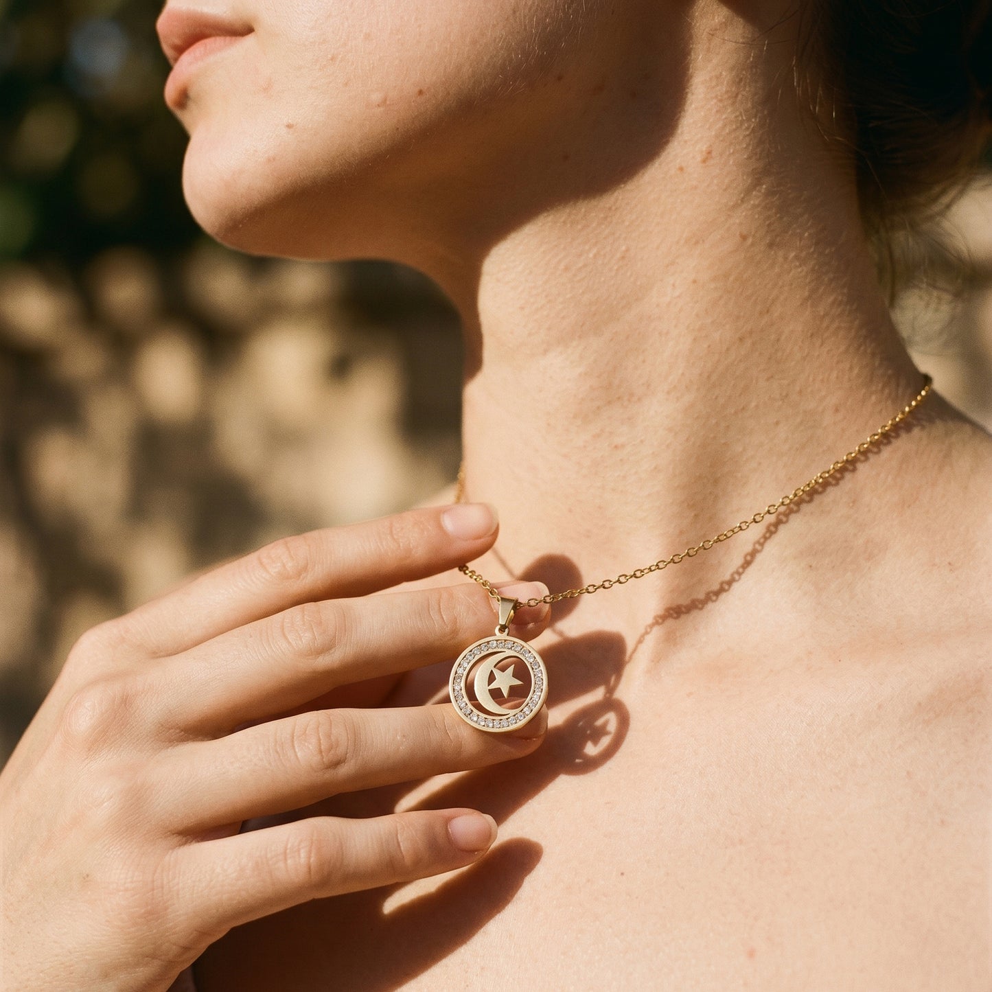 CZ Moon Star Pendant Necklace - Perfect Gift for Stargazers