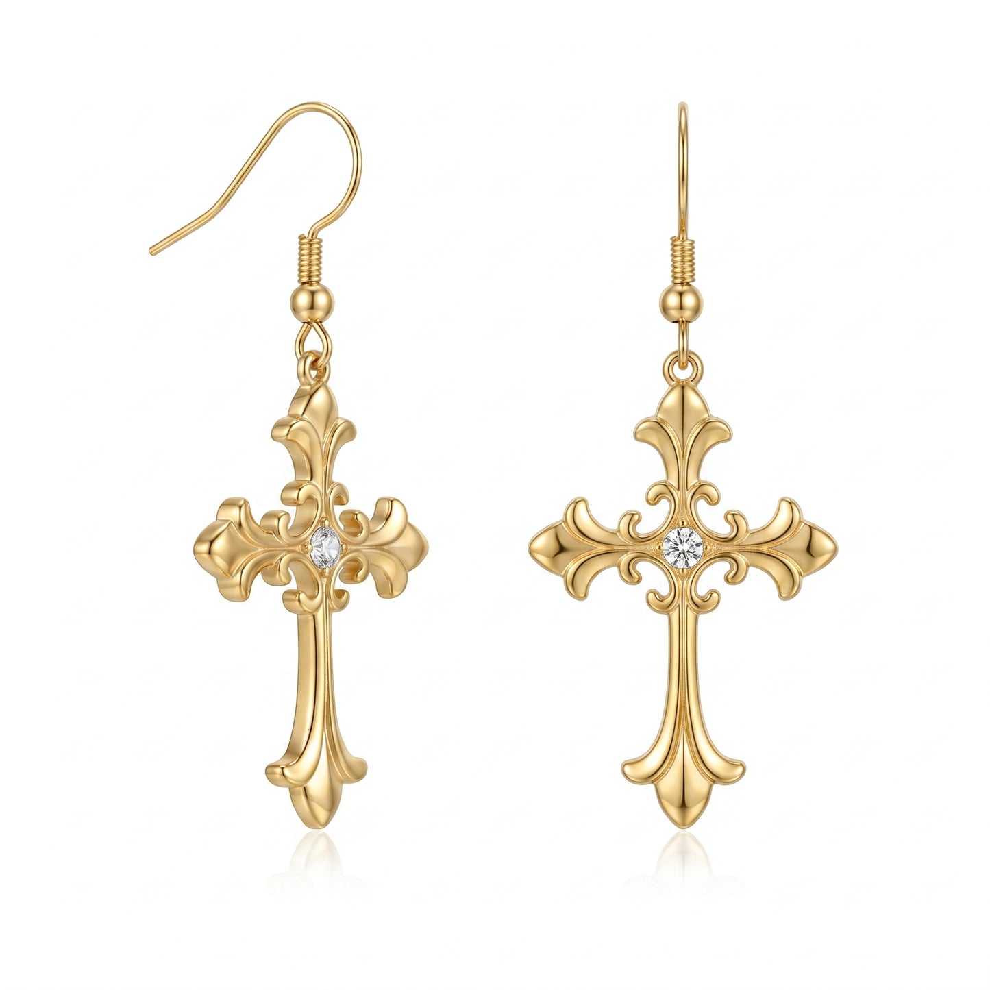 Gold/Silver Gothic Cross Earrings - Bold Statement Jewelry