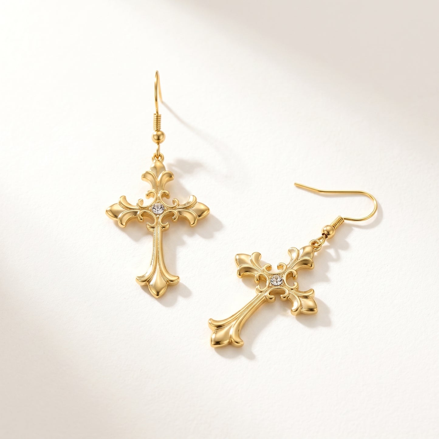 Gold/Silver Gothic Cross Earrings - Bold Statement Jewelry