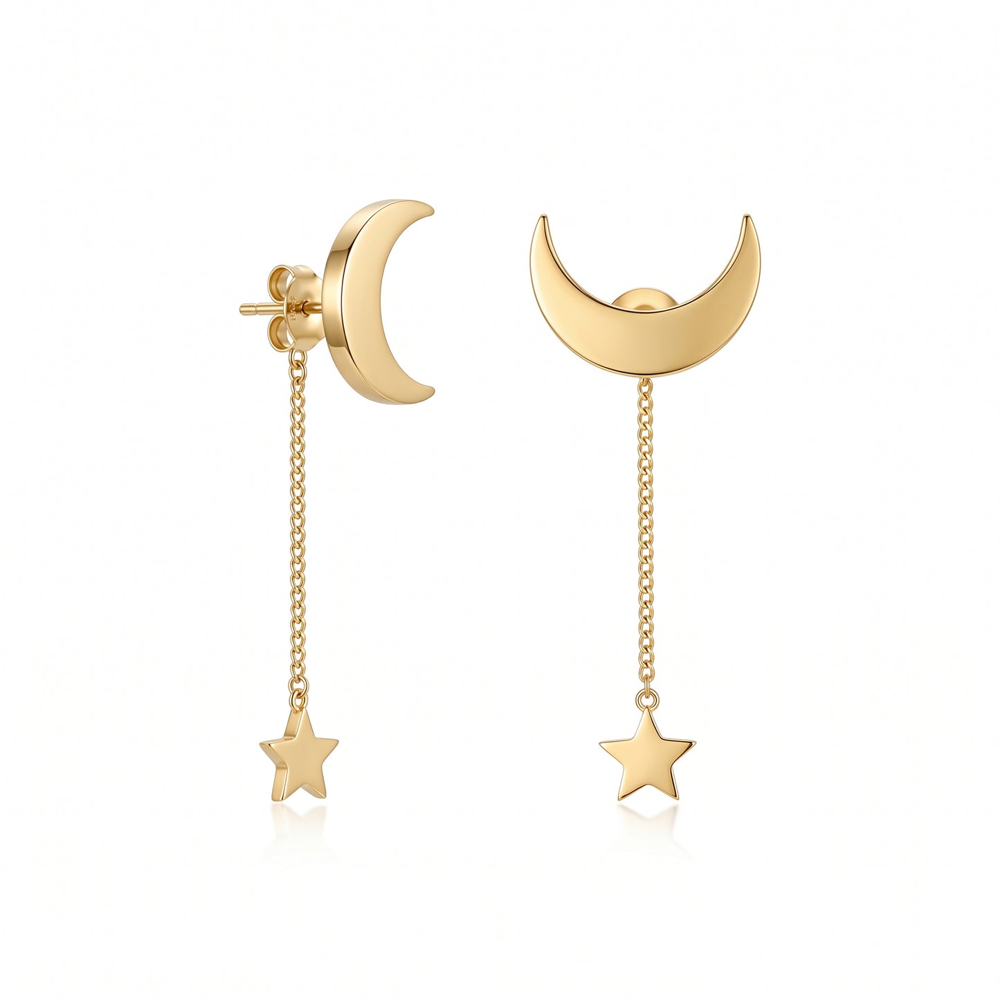 Versatile Moon & Star Chain Earrings - Casual & Night Out Wear