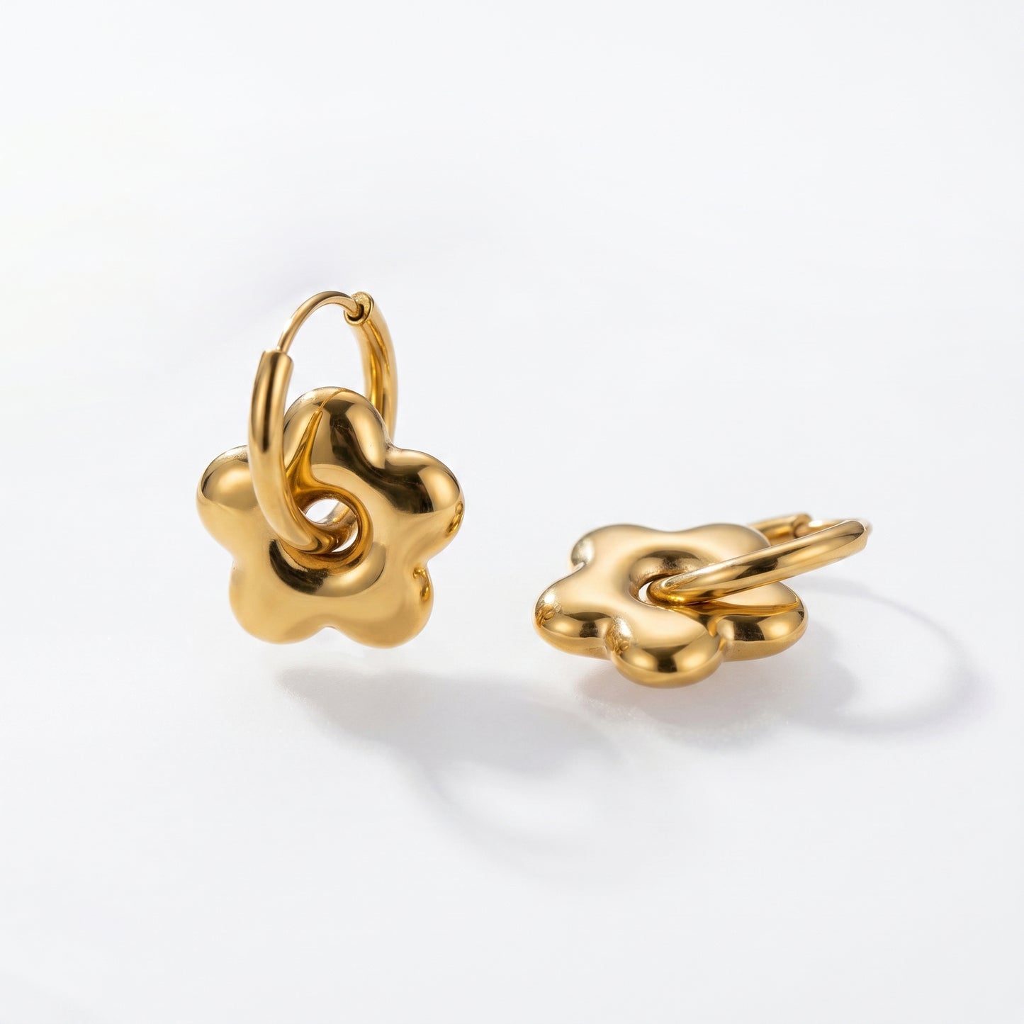 Puffy Flower Huggie Earrings - Playful & Whimsical Charm