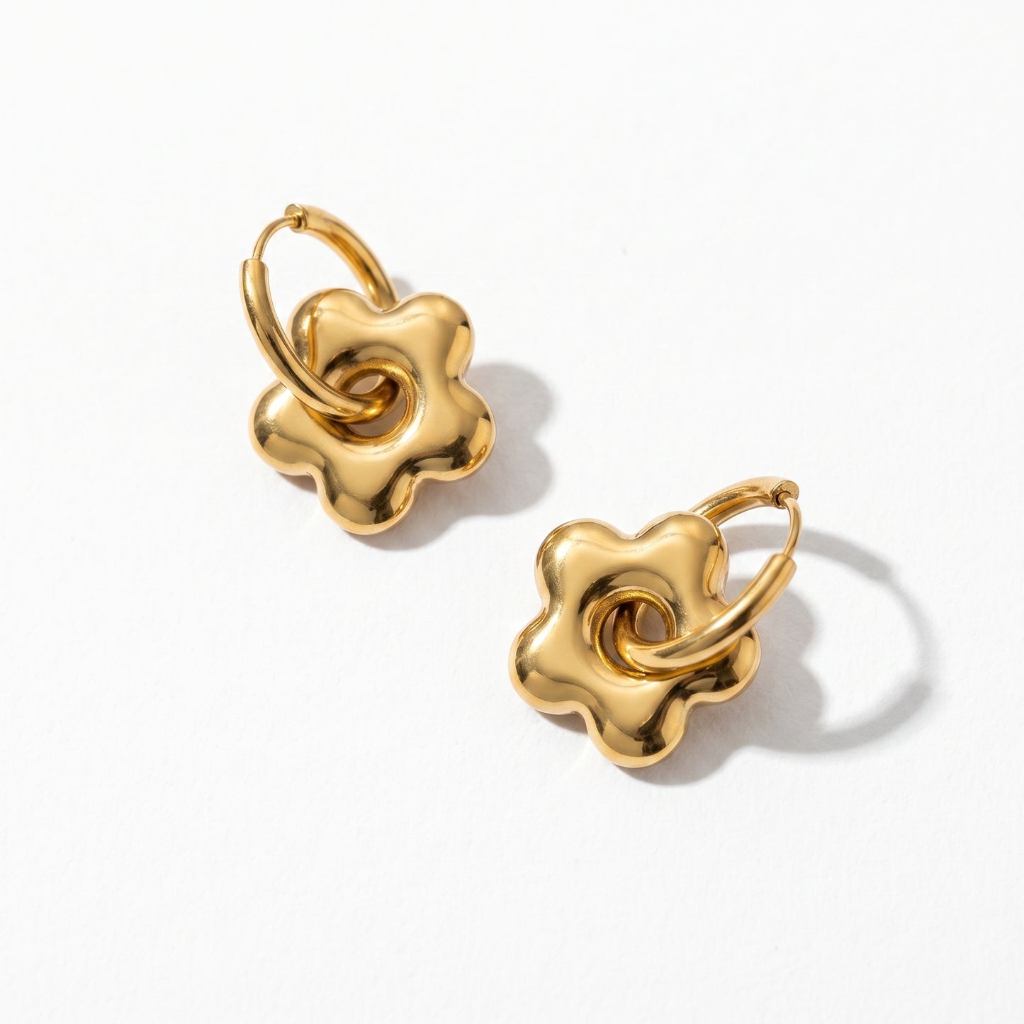 Puffy Flower Huggie Earrings - Playful & Whimsical Charm