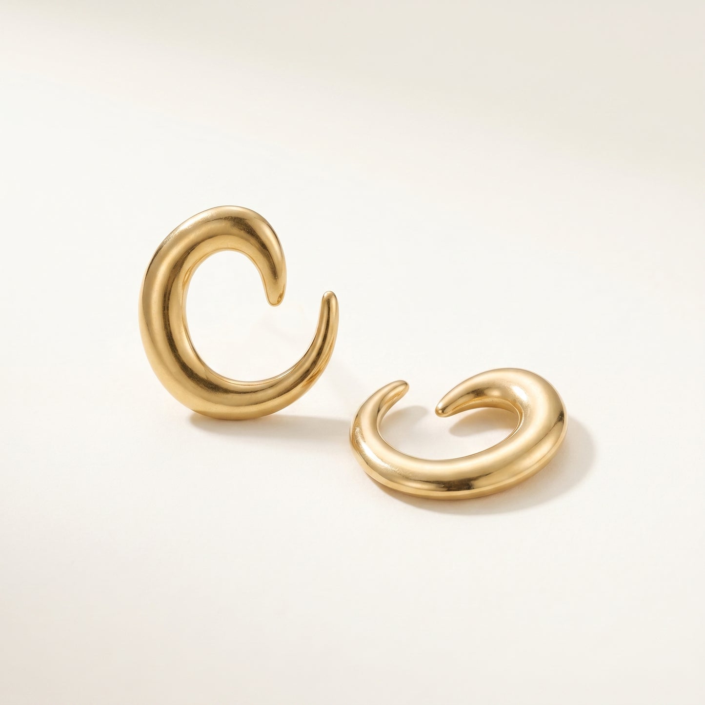 Minimalist C-Hoop Earrings - Sculptural Contemporary Design