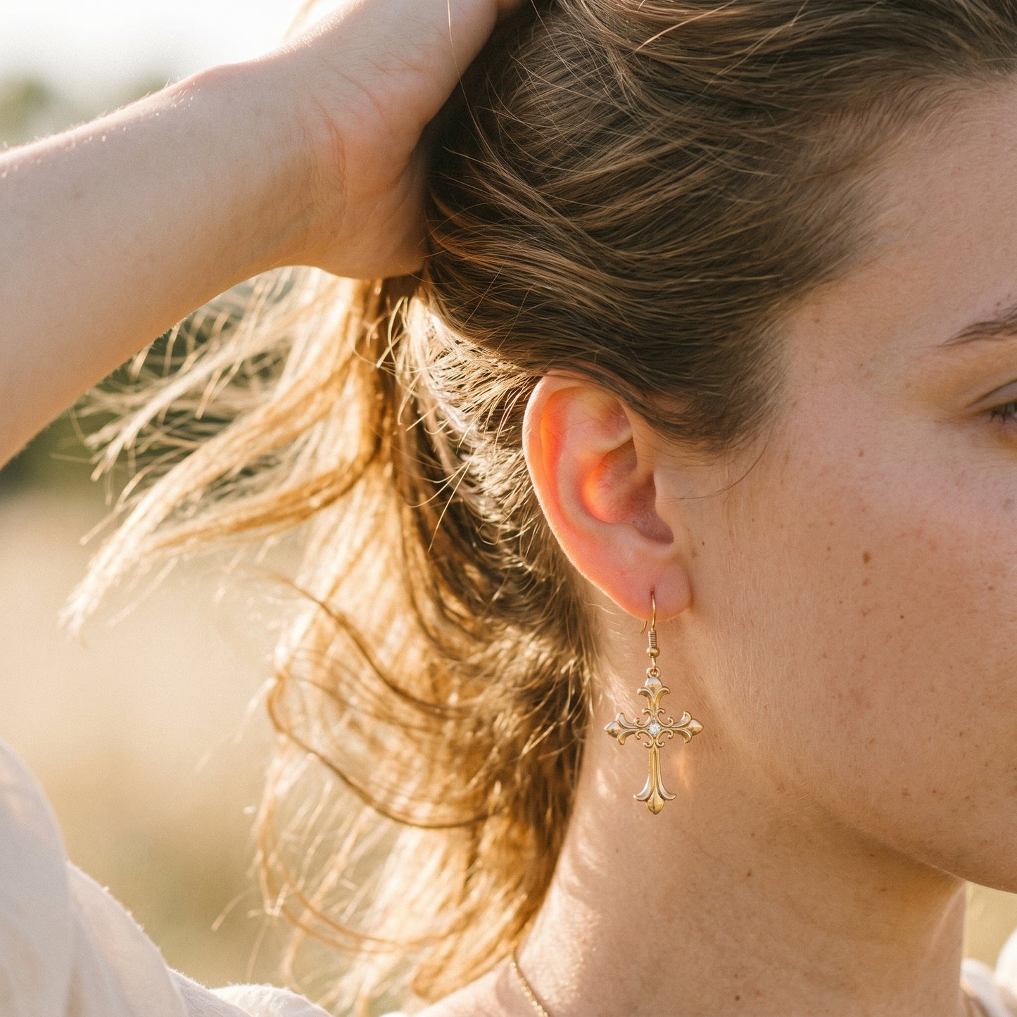Gold/Silver Gothic Cross Earrings - Bold Statement Jewelry