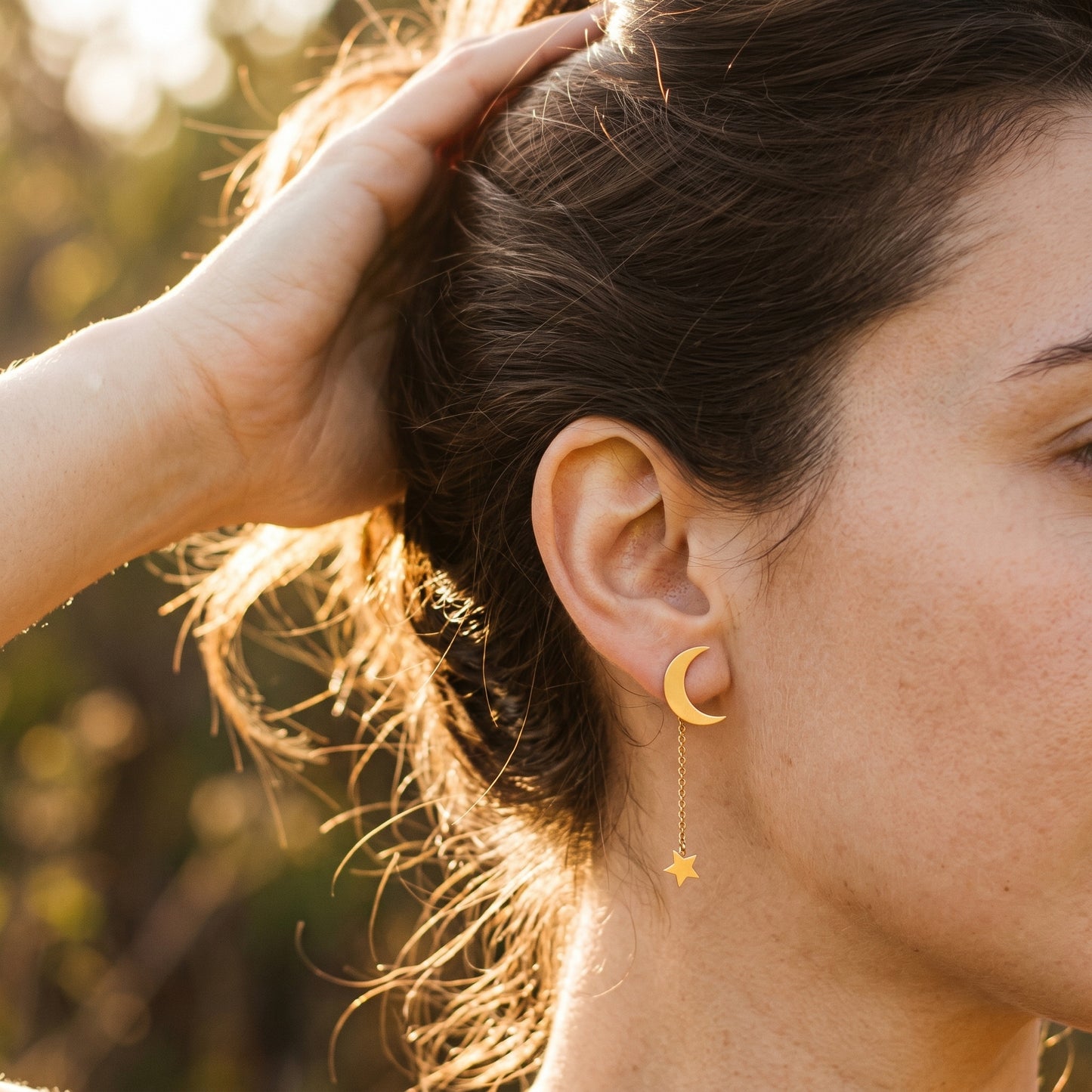 Versatile Moon & Star Chain Earrings - Casual & Night Out Wear