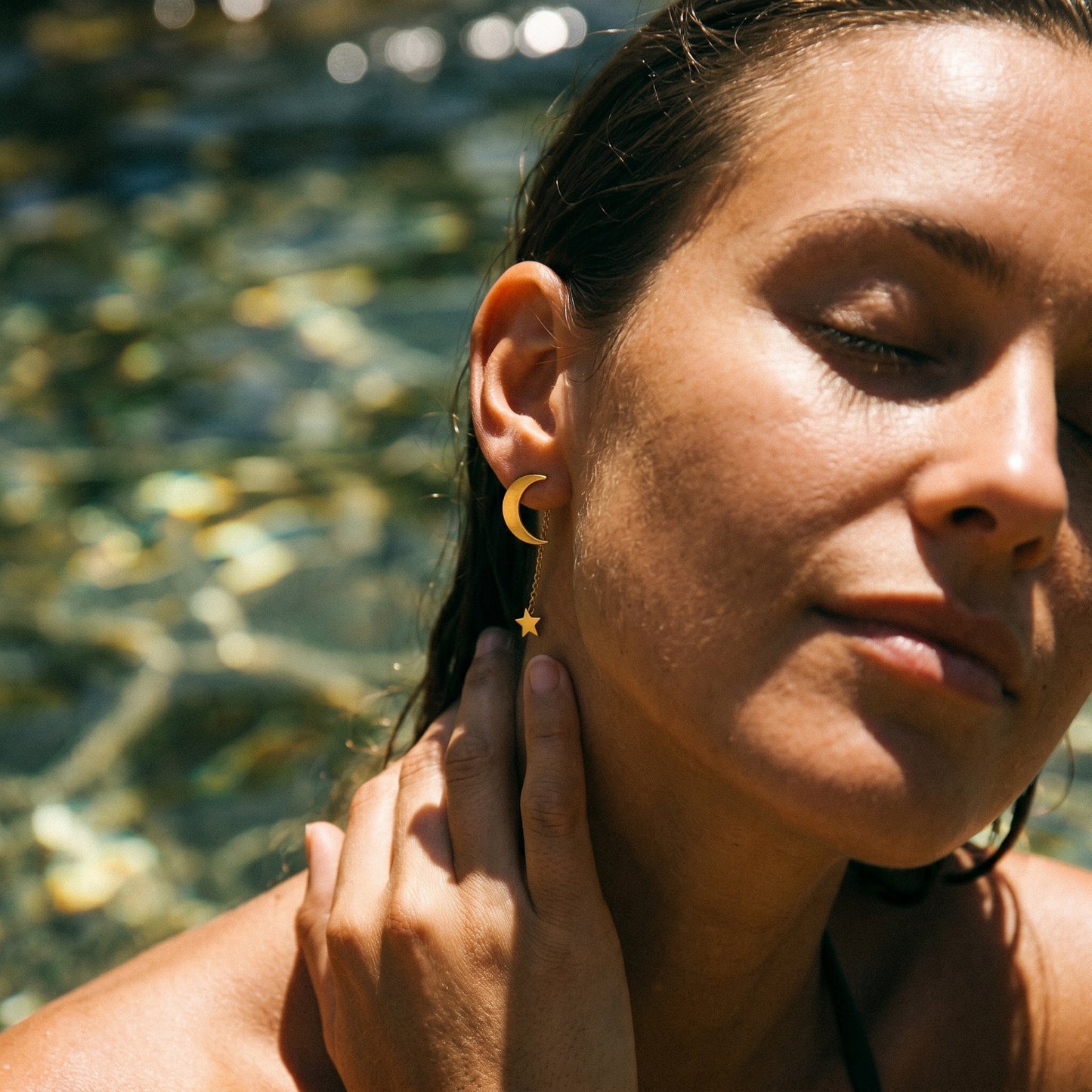 Versatile Moon & Star Chain Earrings - Casual & Night Out Wear