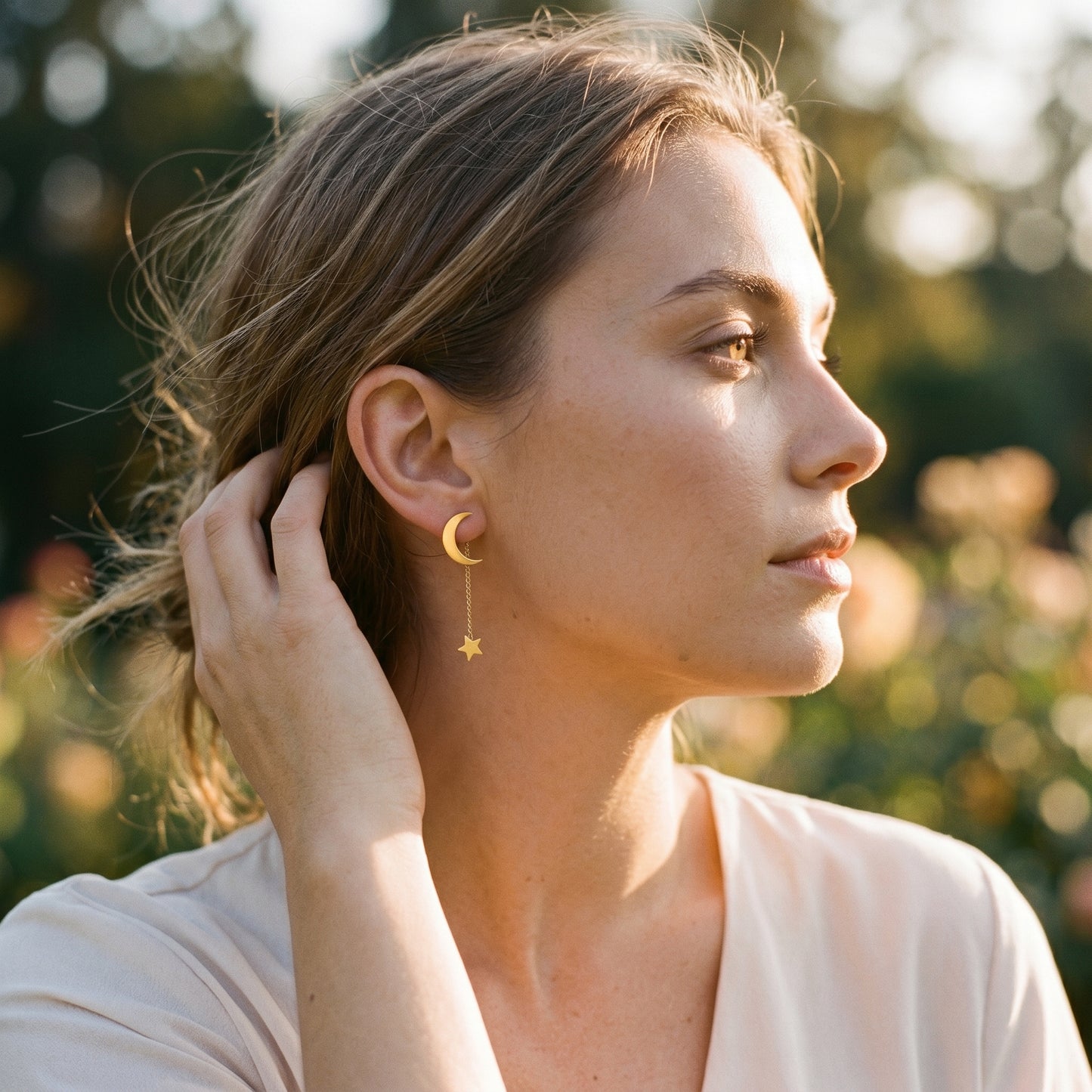 Versatile Moon & Star Chain Earrings - Casual & Night Out Wear