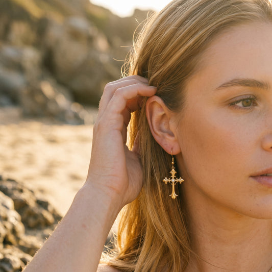Gold/Silver Gothic Cross Earrings - Bold Statement Jewelry