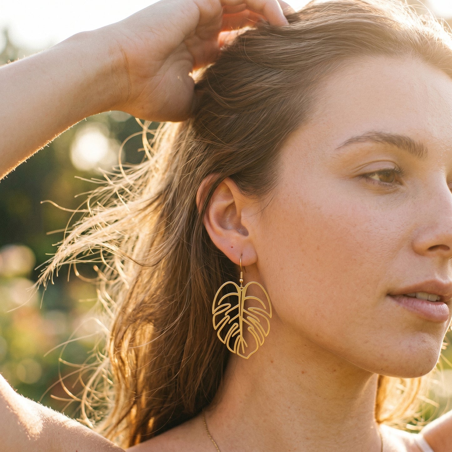 Delicate Monstera Leaf Drop Earrings - Minimalist Jungle Charm