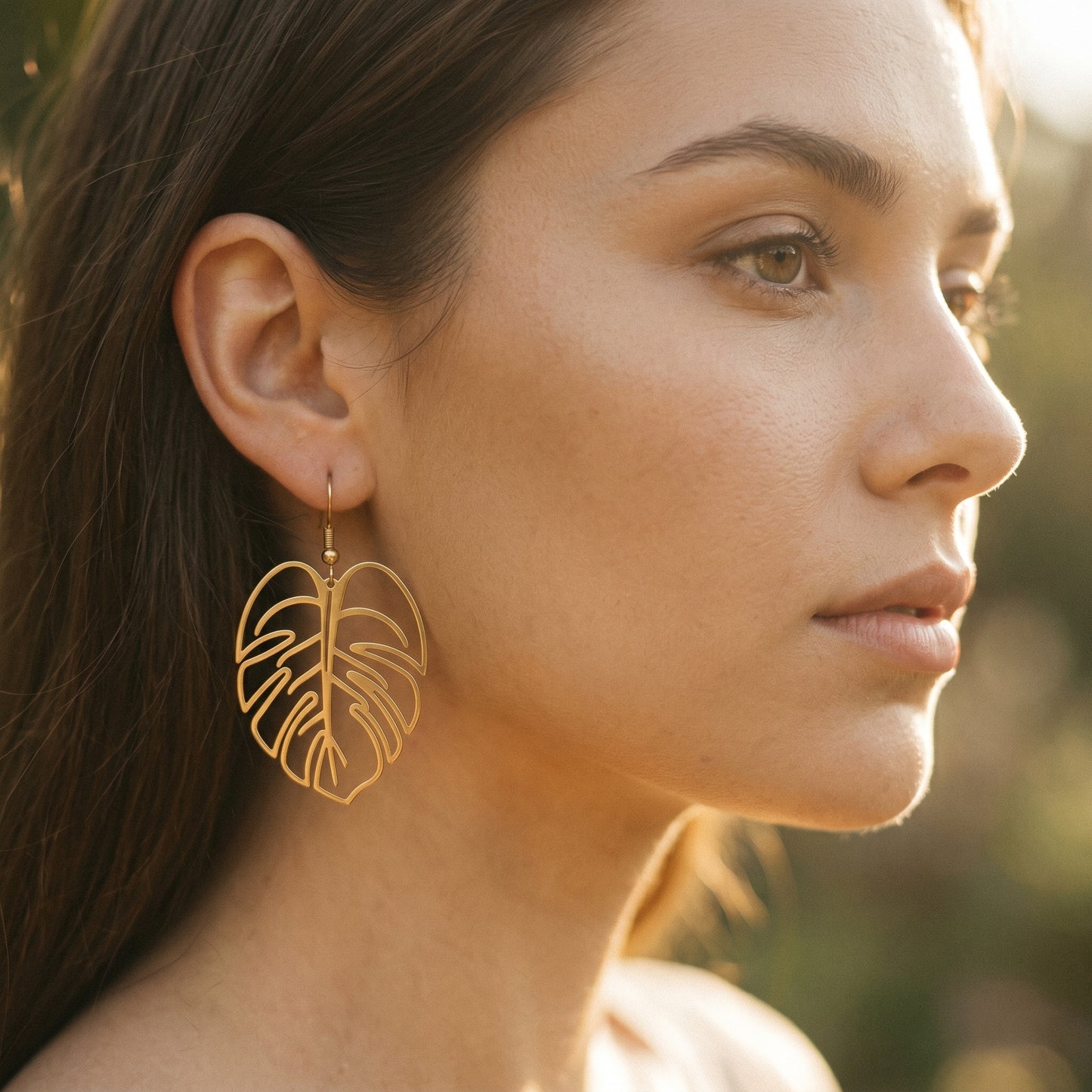 Delicate Monstera Leaf Drop Earrings - Minimalist Jungle Charm