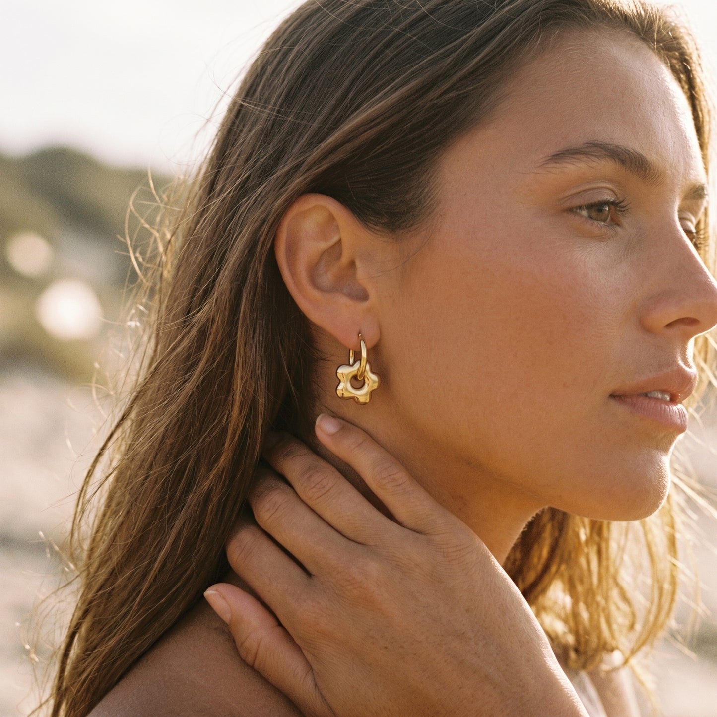 Puffy Flower Huggie Earrings - Playful & Whimsical Charm