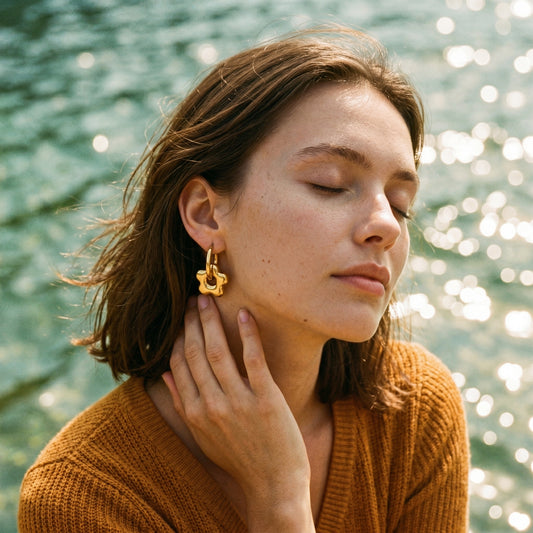 Puffy Flower Huggie Earrings - Playful & Whimsical Charm