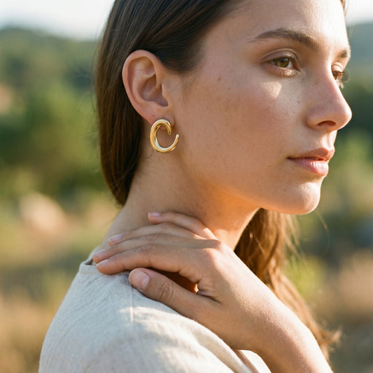 Minimalist C-Hoop Earrings - Sculptural Contemporary Design