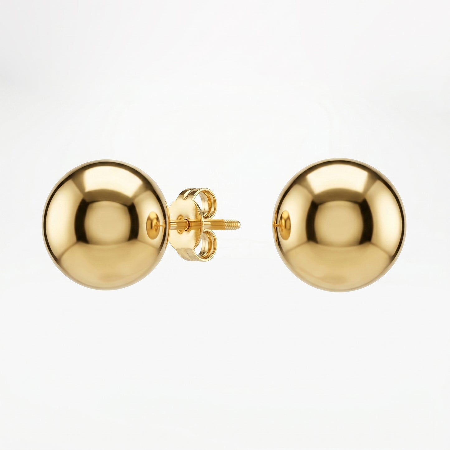 Waterproof & Hypoallergenic Stainless Steel Ball Stud Earrings, Gold Plated Round Bead Earrings