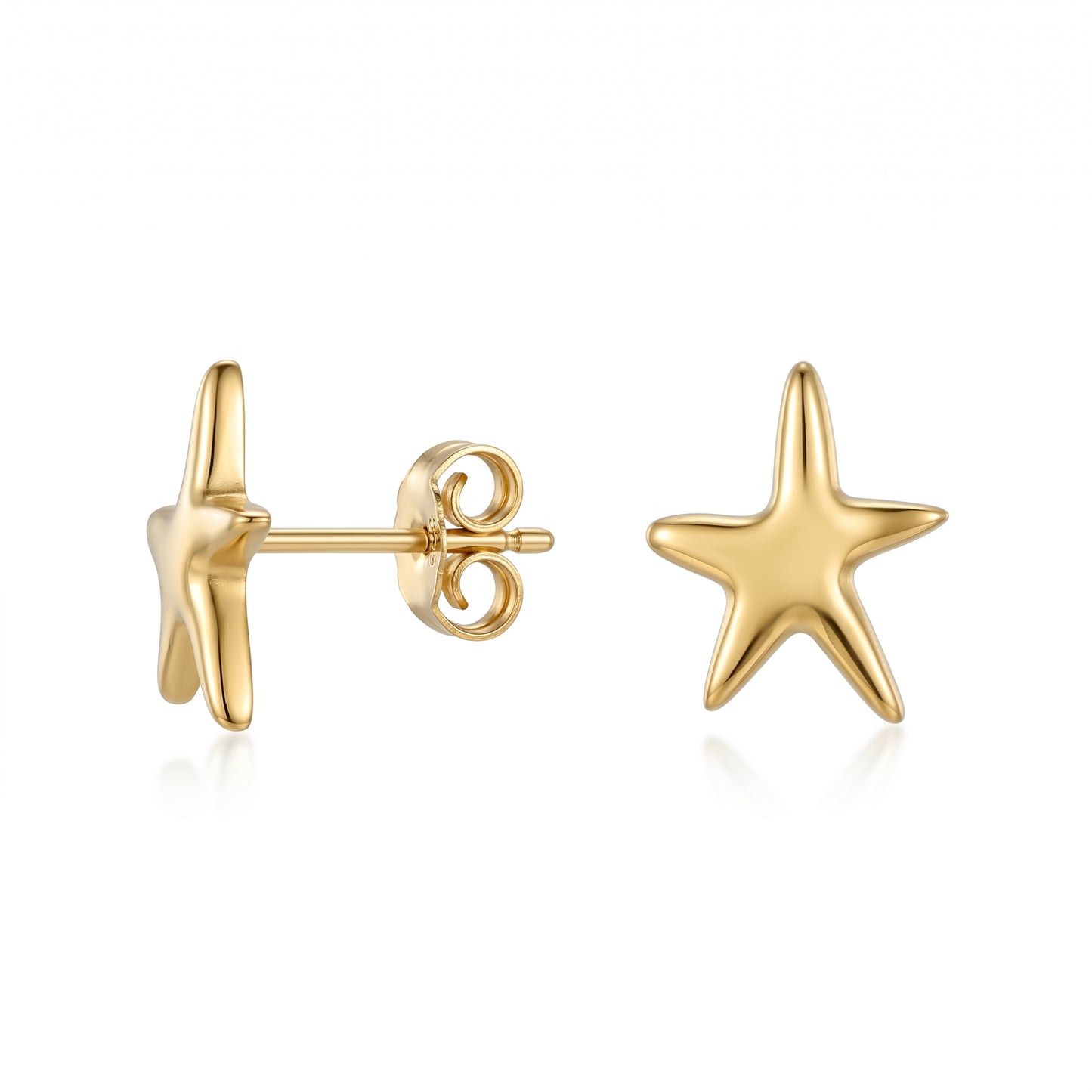 Minimalist Starfish Stud Earrings, 18K Gold Plated Stainless Steel Tarnish Free Summer Jewelry