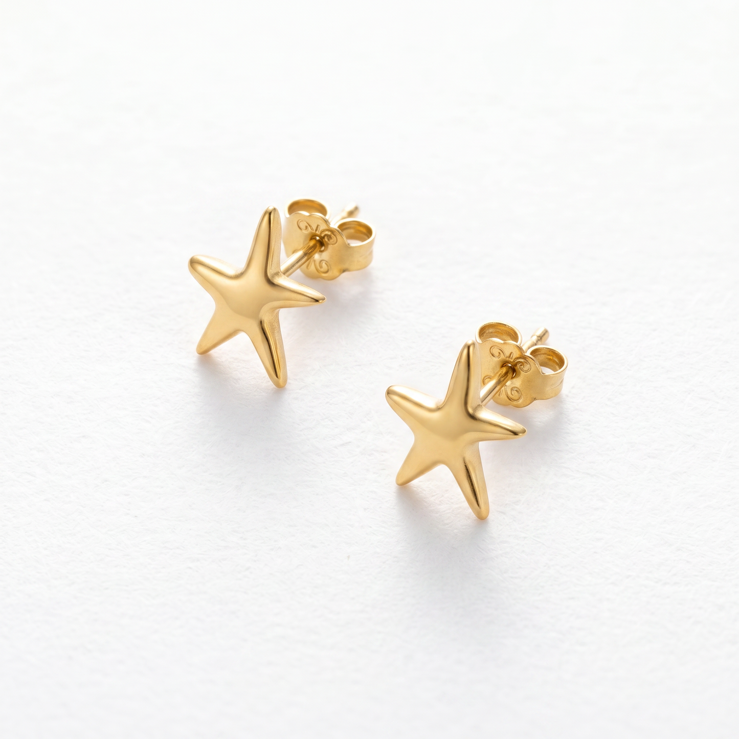 Minimalist Starfish Stud Earrings, 18K Gold Plated Stainless Steel Tarnish Free Summer Jewelry