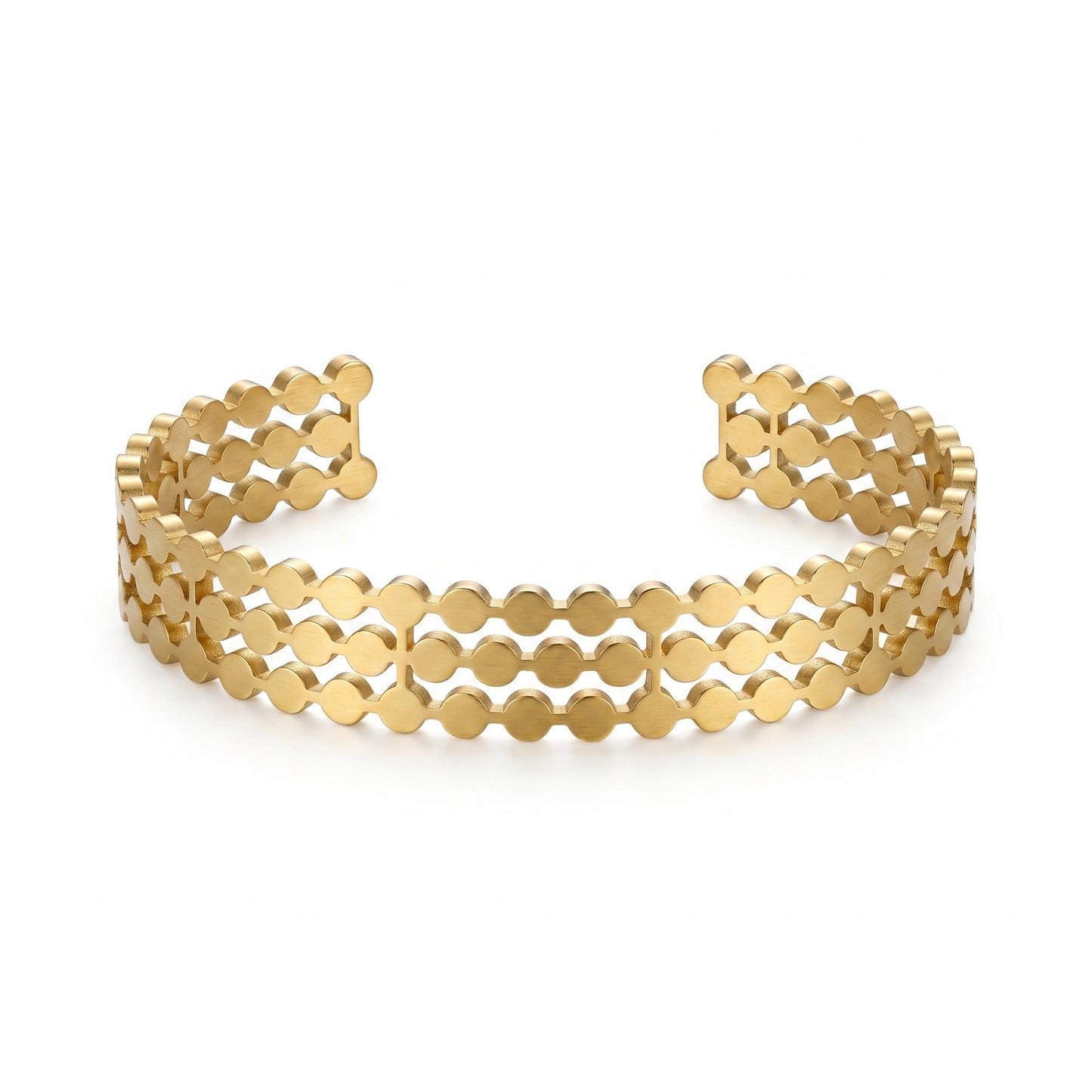 Hypoallergenic Gold Honeycomb Bracelet, Waterproof Stainless Steel Adjustable Geometric Cuff