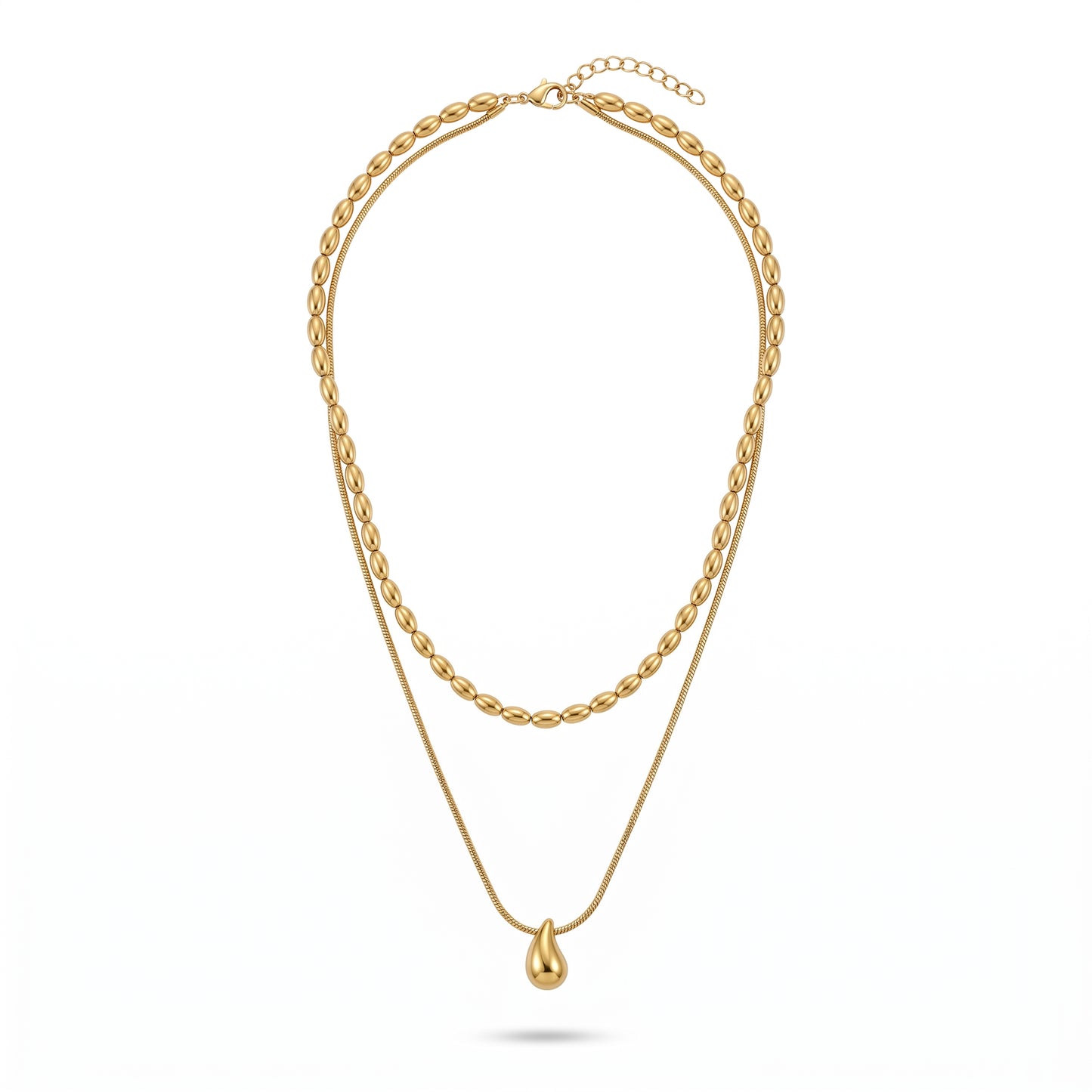 Golden Tide Layered Necklace – Minimalist Double Chain Pendant for Effortless Coastal Luxury